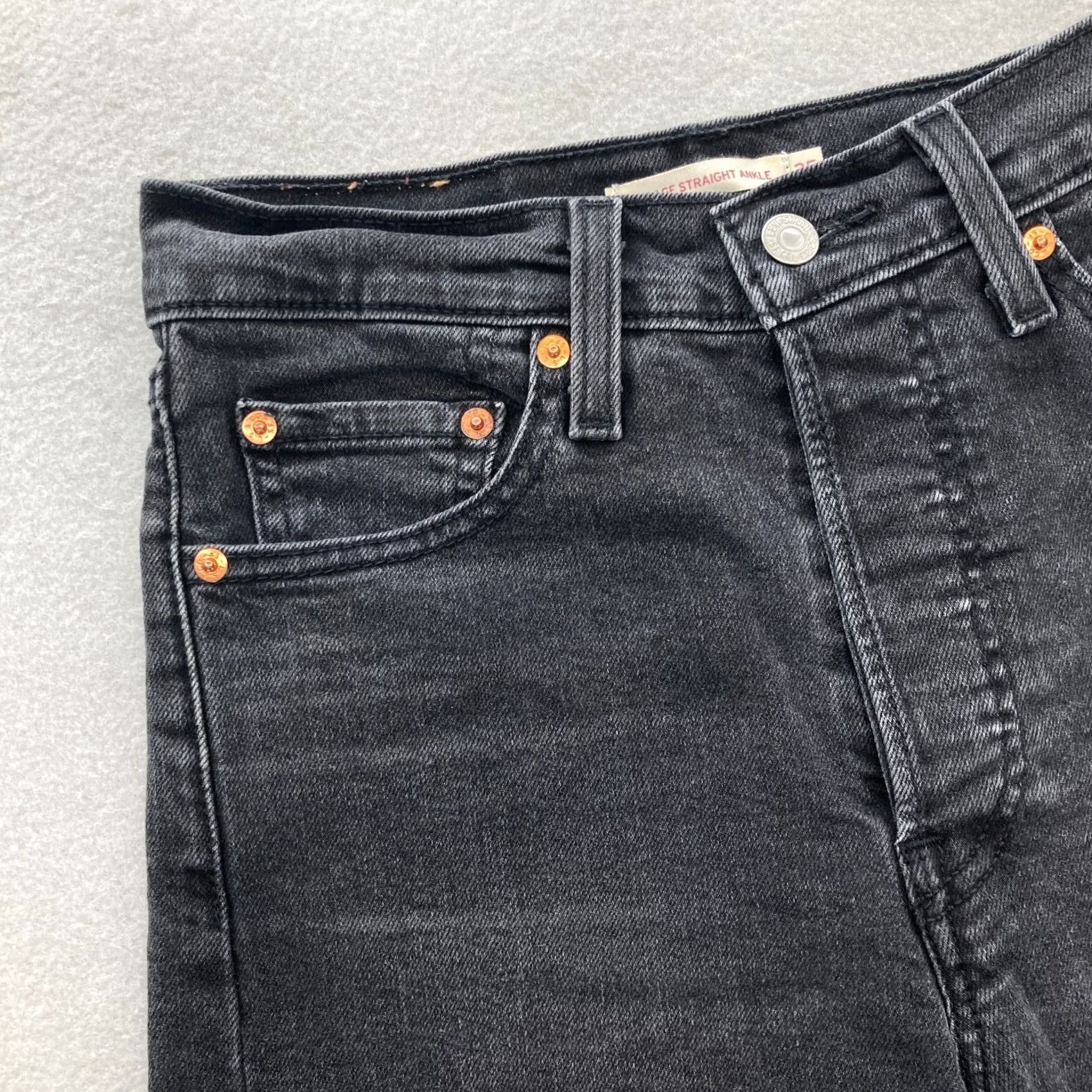 Levi's Levi's Ribcage Straight Ankle Jeans Women's 25 Black Button Fly High Rise Y2K 90s Retro Jeans Regular Size Type: Regular Size 42" / US 20 - 3 Thumbnail