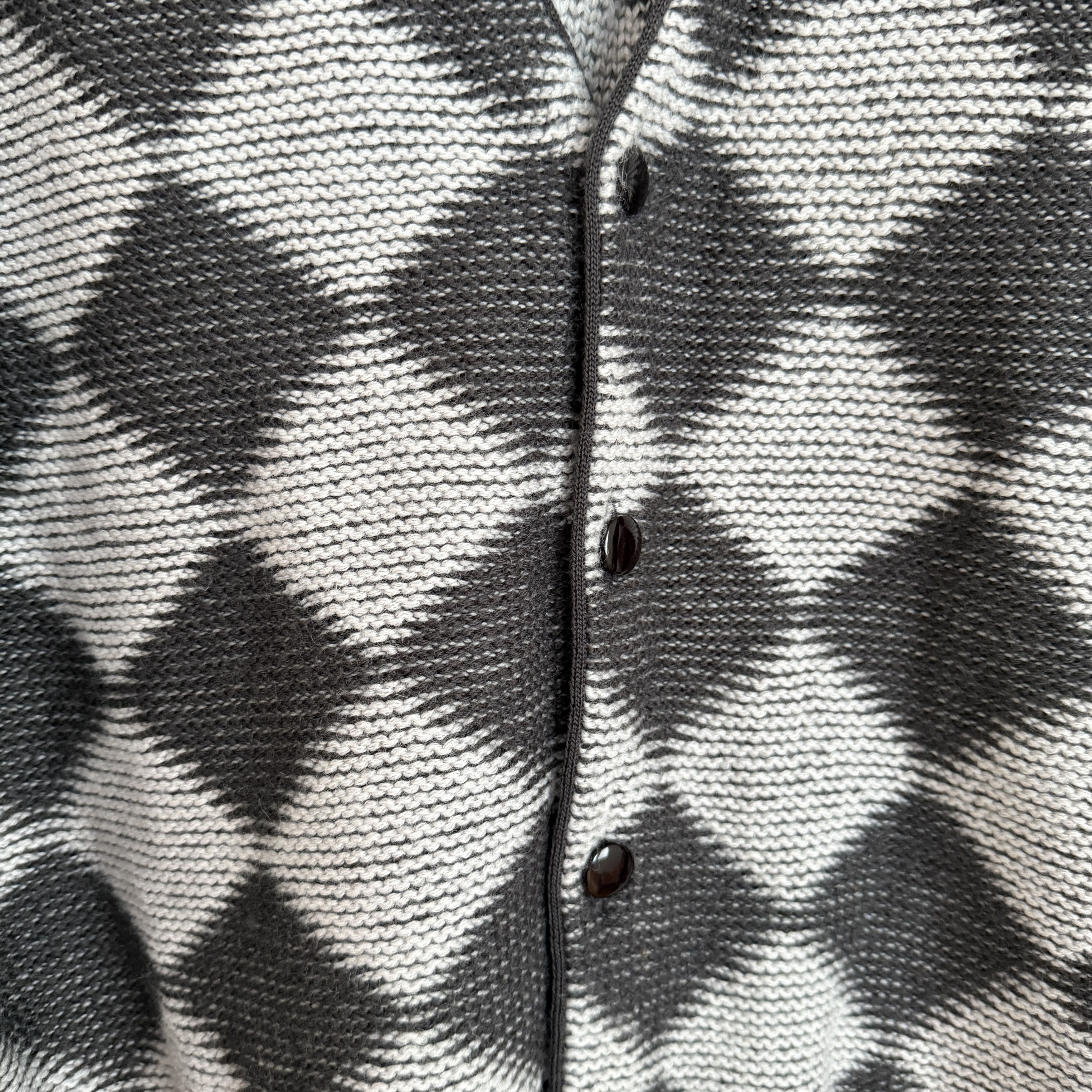 Needles Wool Cardigan Medium Black Gray Diamond Japan Knit