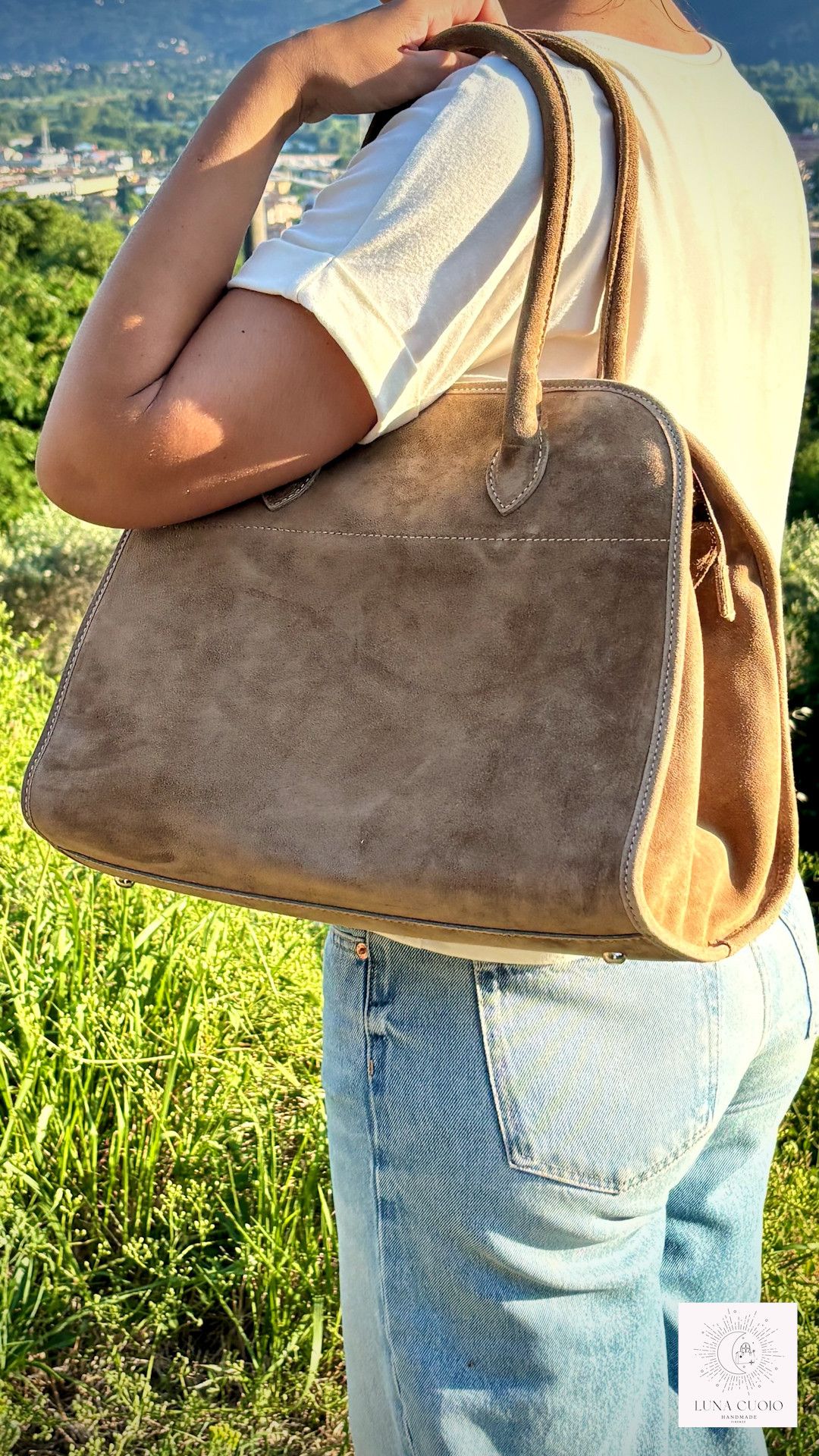 Vera Pelle Suede Tote Bag Minimal Leather Tote Bags Size ONE SIZE - 2 Thumbnail