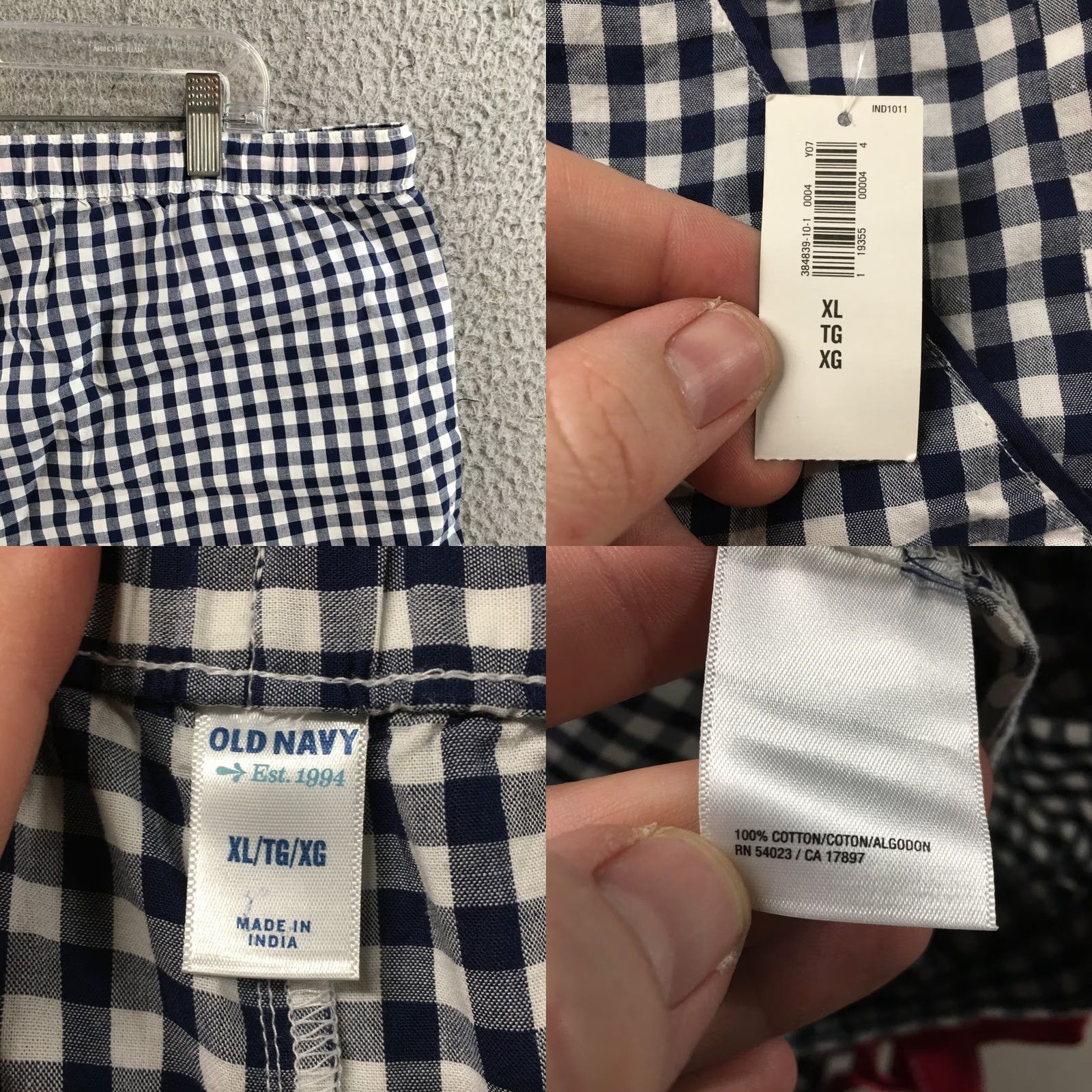 Old Navy Old Navy Lounge Shorts Women XL Blue White Gingham Elastic Waist Drawstring NEW Size 40" / US 18 - 9 Thumbnail