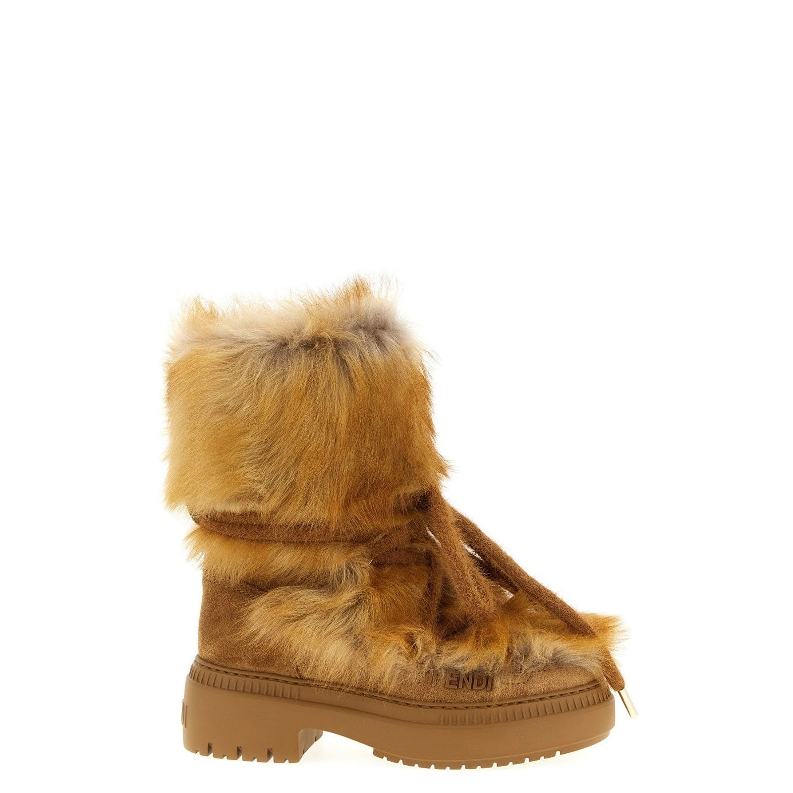 FENDI Apres Chic $2100 Light Brown Shearling Boots New & Aut