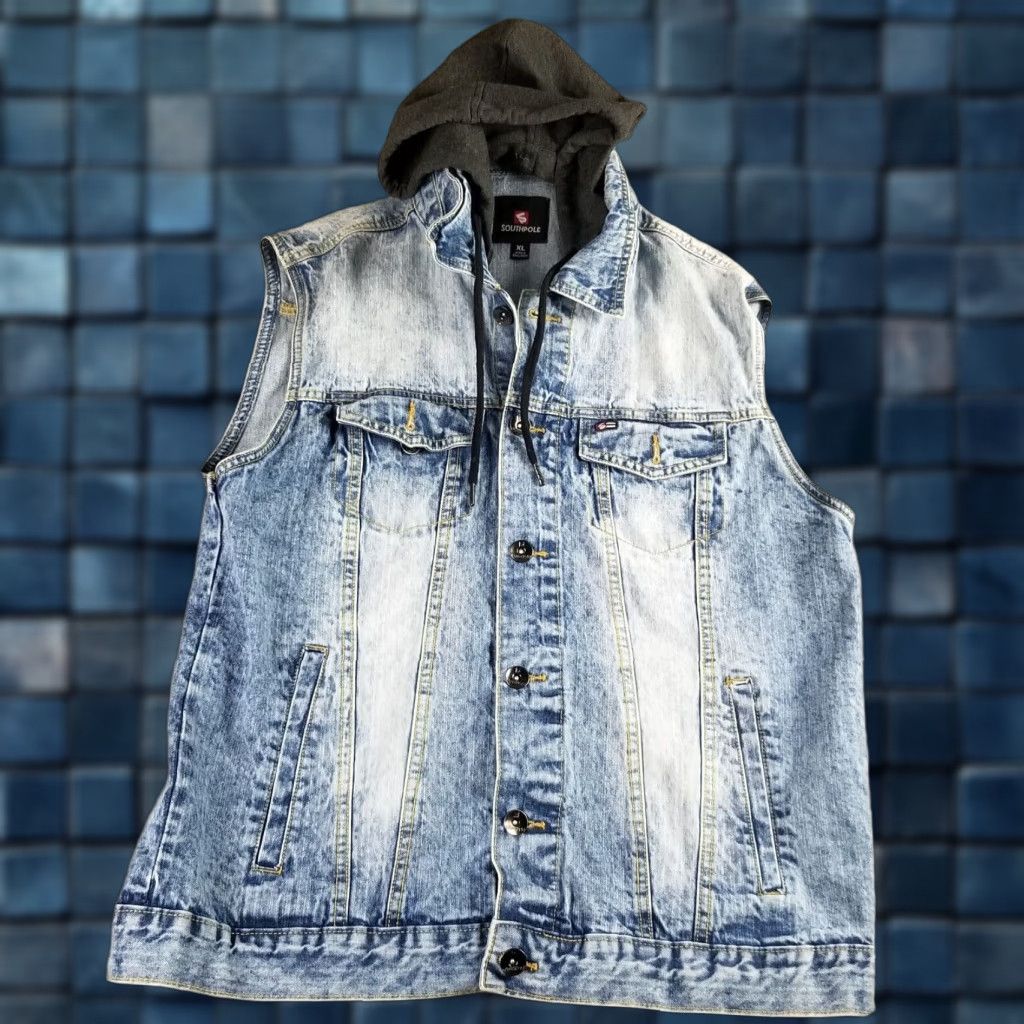 Southpole VINTAGE Southpole Jacket Men XL Hooded Denim Acid Wash Streetwear Hip Hop 90s Classic Size US XL / EU 56 / 4 - 1 Thumbnail