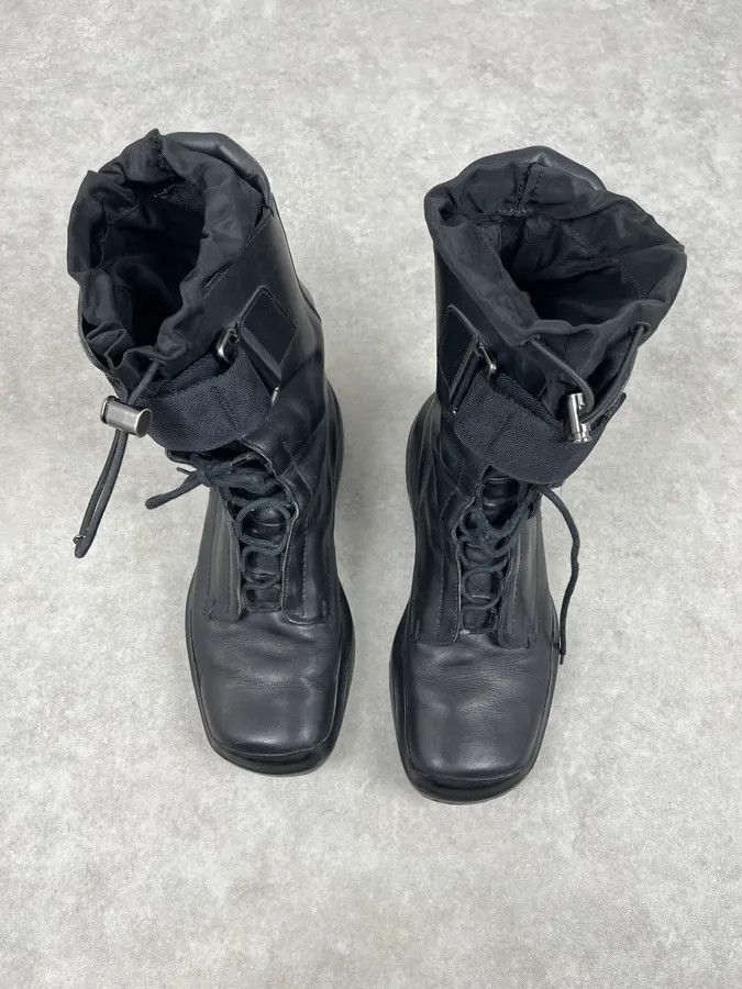 Prada AW1999 Prada Black Leather Lace-Up High Biker Boots Size US 12.5 / EU 45-46 - 5 Thumbnail