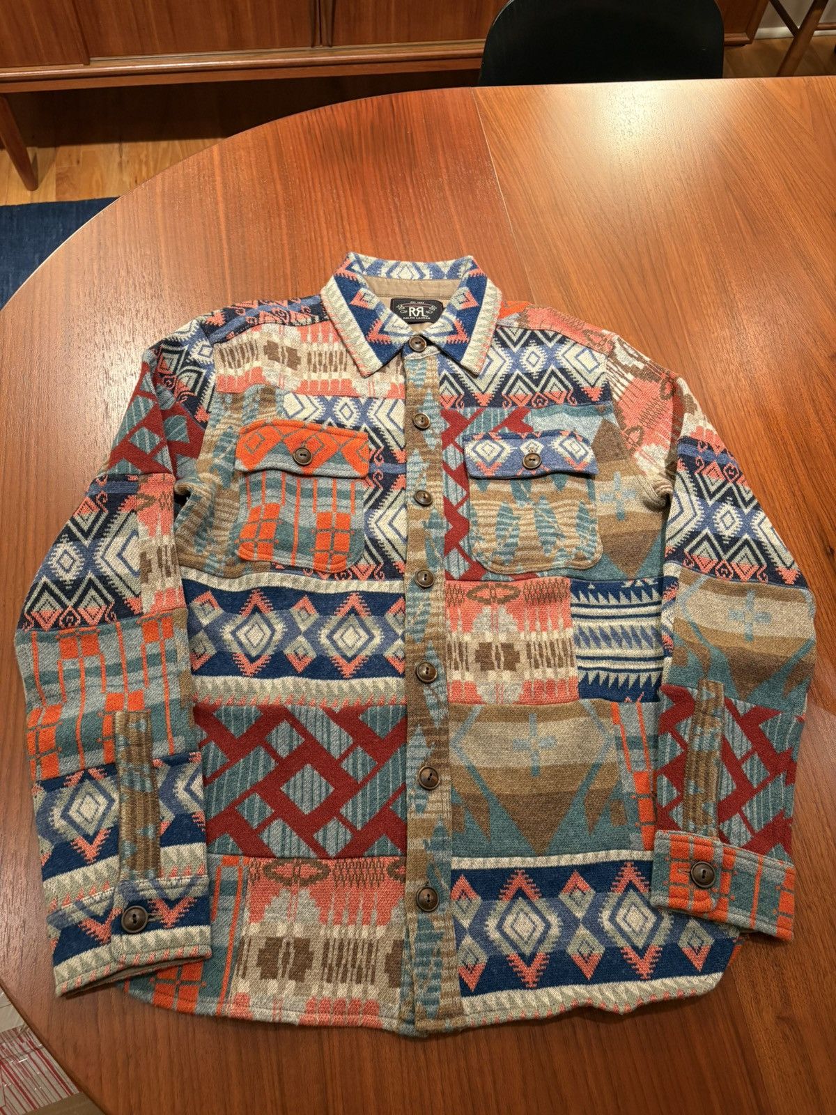RRL Ralph Lauren RRL DOUBLE RL RALPH LAUREN PATCHWORK KNIT SHIRT SMALL Size US S / EU 44-46 / 1 - 1 Thumbnail