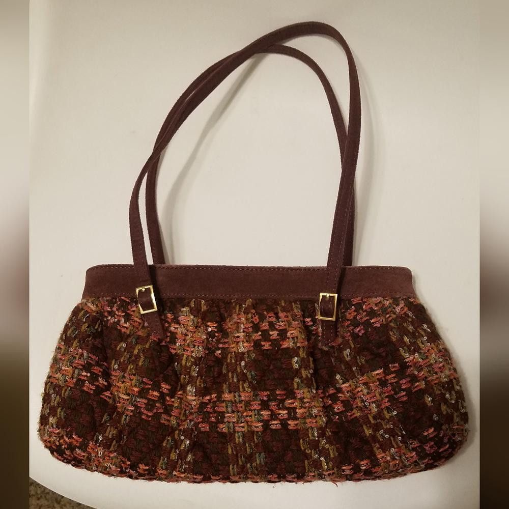 Designer Vera Br Autumnal Textured Shoulder Bag in Brown and Rust Size ONE SIZE - 2 Thumbnail