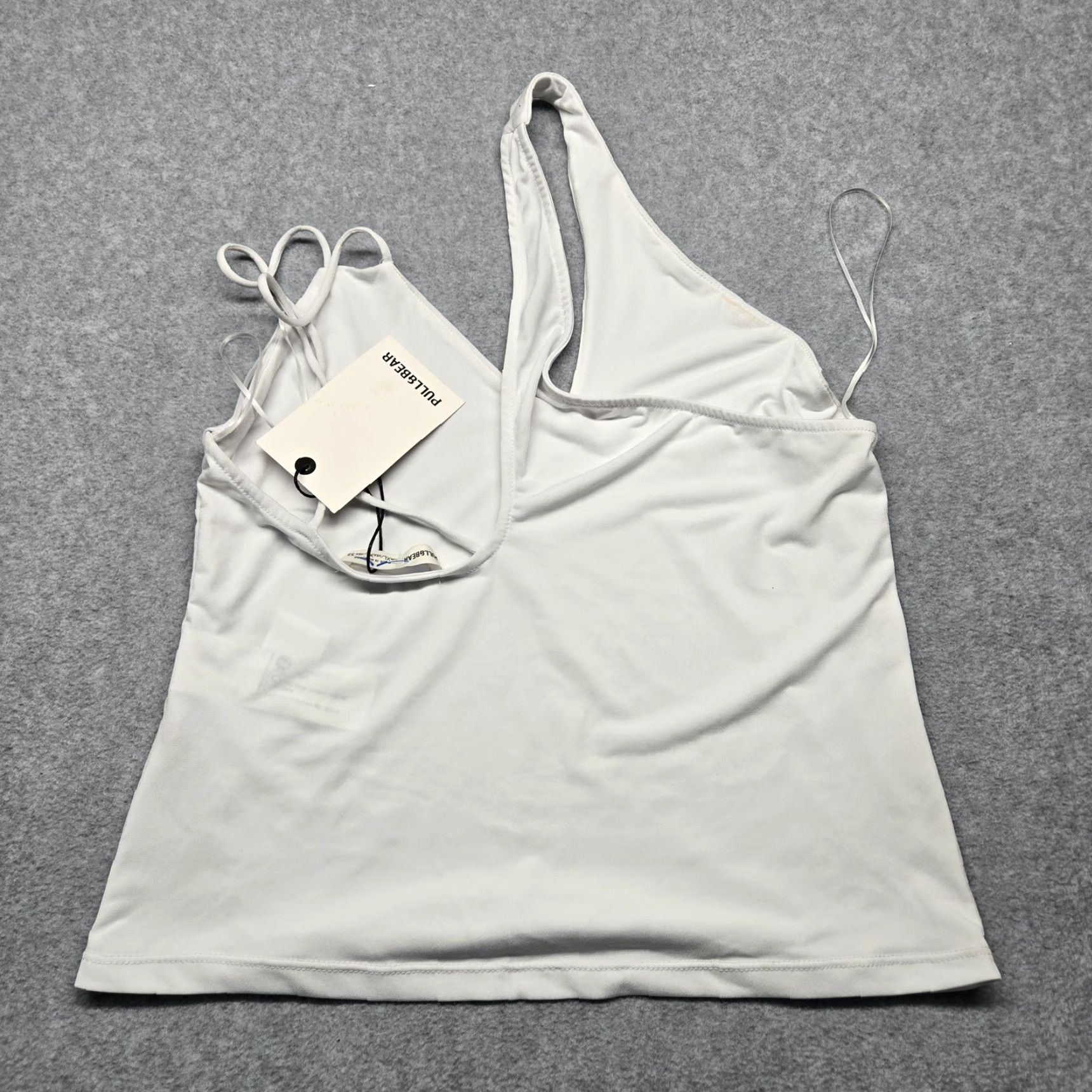 Vintage Pull&Bear Tank Top Womens XL White One Shoulder Camisole Strap Asymmetrical Sleeveless Top Size XL / US 12-14 / IT 48-50 - 4 Thumbnail