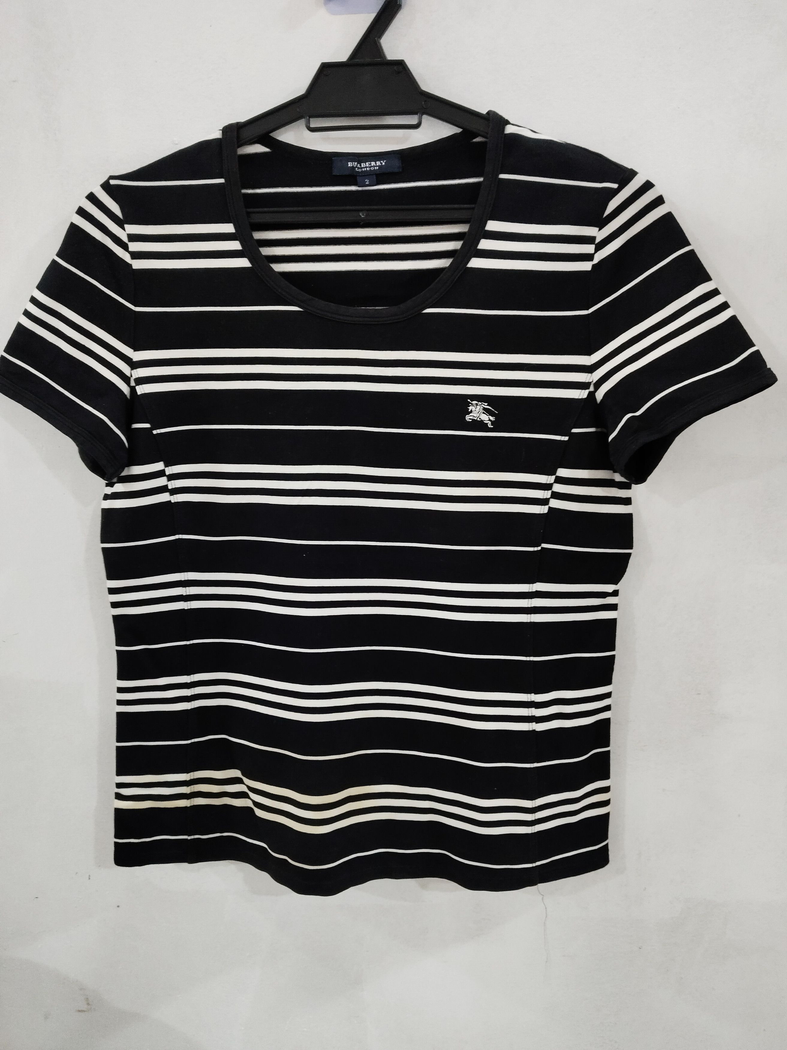 Burberry × Vintage Burberry Strip Tshirt Size S / US 4 / IT 40 - 1 Thumbnail