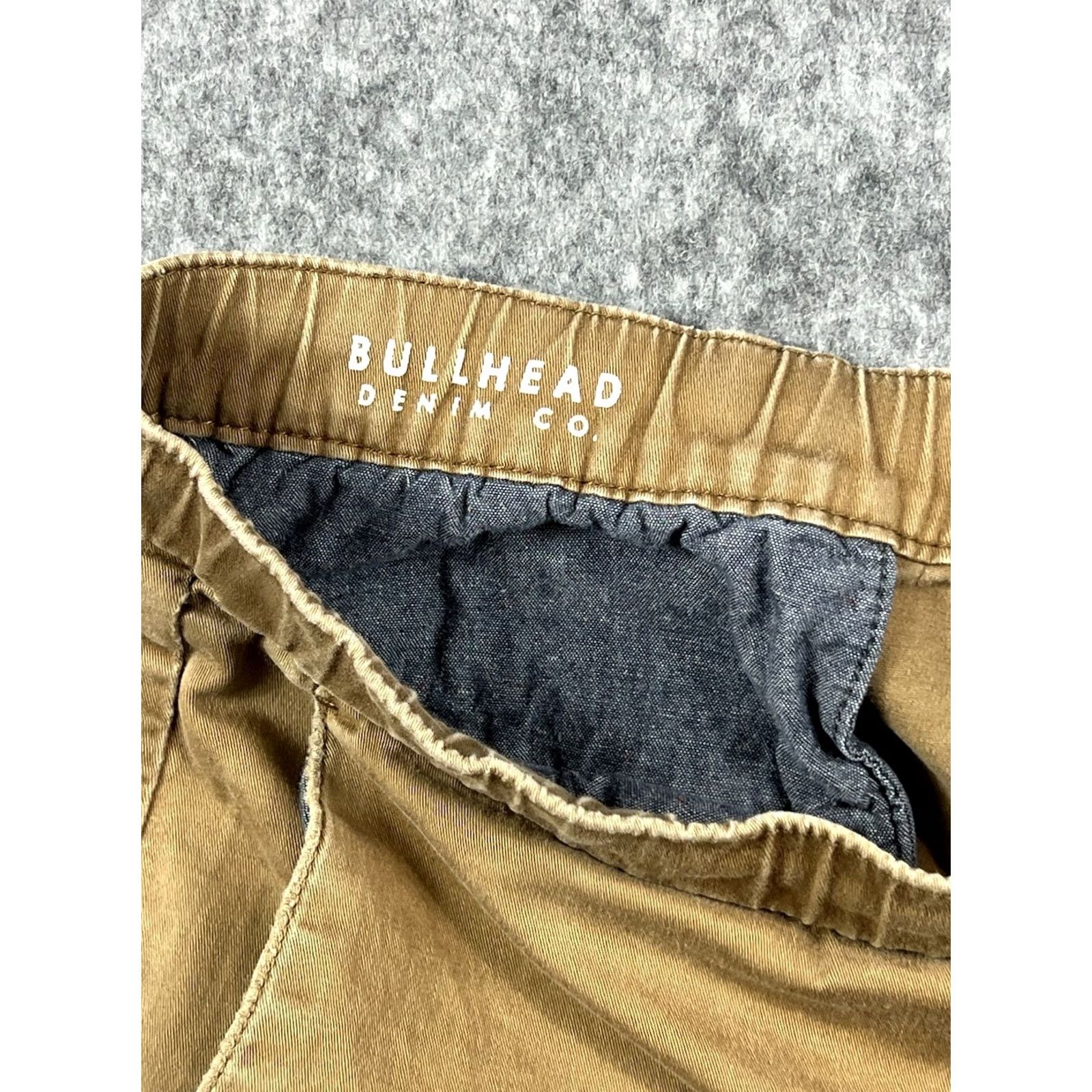 Denime Bullhead Denim Mens Khaki Jogger Pants Slim Fit Elastic Waist Size M Brown 28in Inseam Front Slant Pockets Casual Pants Size US 31 - 7 Thumbnail