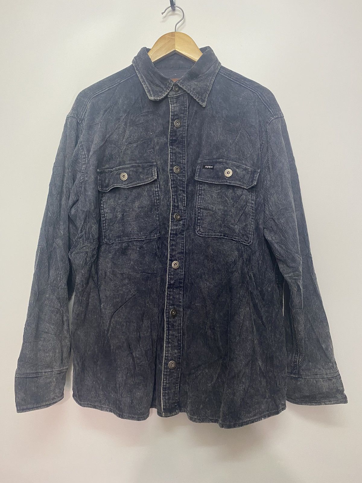 Vintage Zippo Workwear Button Up Corduroy Jacket Blue Rare