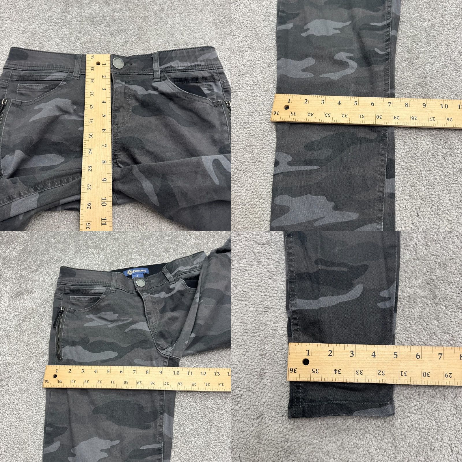 Vintage Democracy Jeans Skinny Womens 6 Gray Camouflage Low Rise Stretch Pocket Denim City Army Size 28" / US 6 / IT 42 - 9 Thumbnail