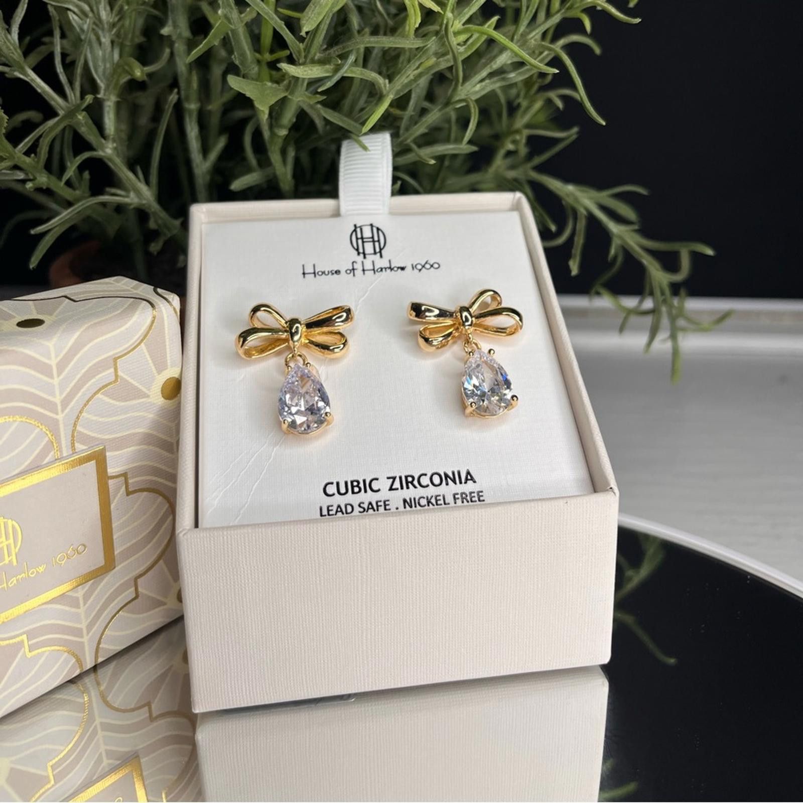 Designer House of Harlow 1960 Gold Bow Earrings Size ONE SIZE - 5 Thumbnail