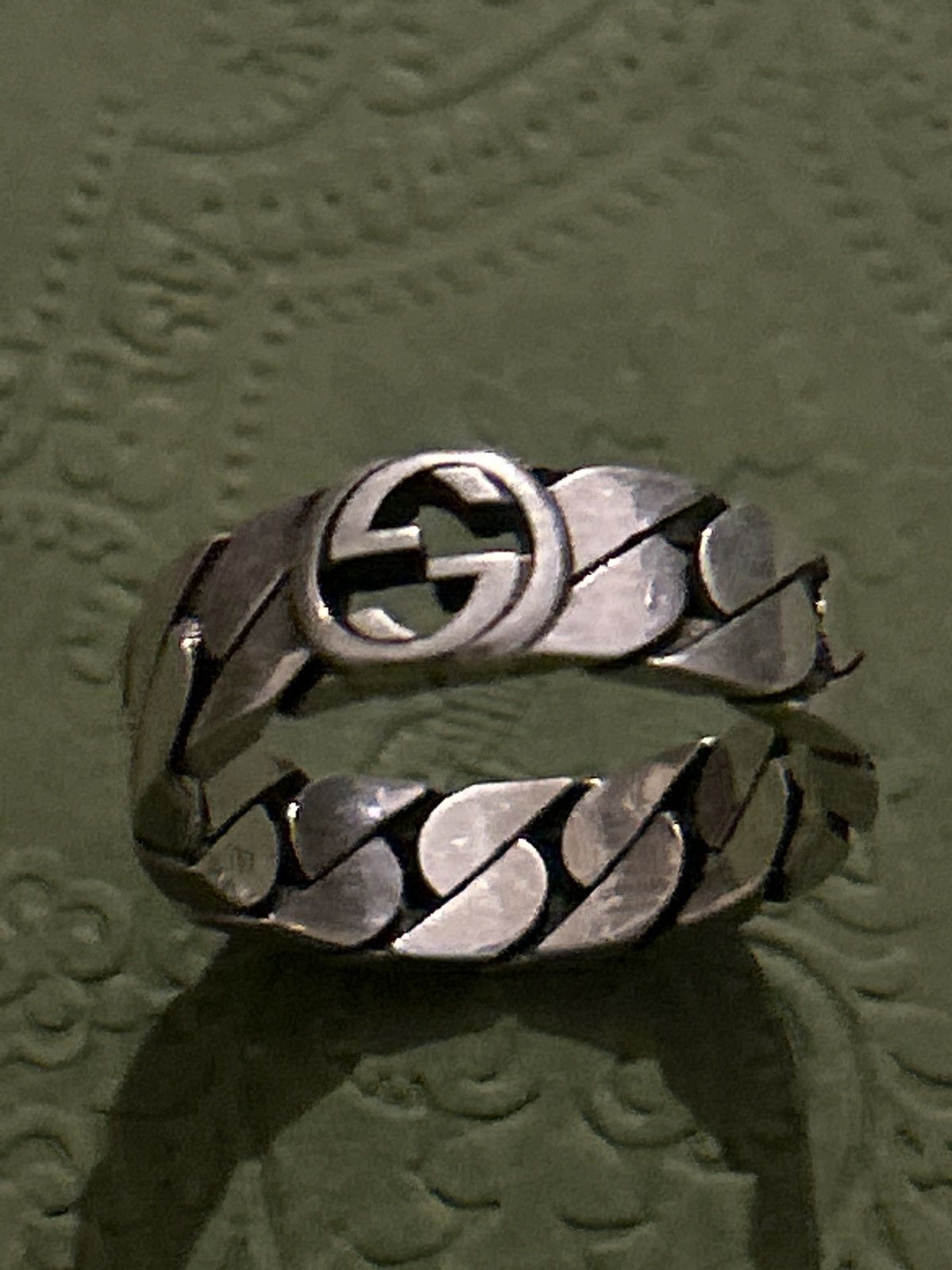 Gucci Gucci Wide Ring Interlocking G Sterling Silver Chain AG 925 Size ONE SIZE - 6 Thumbnail