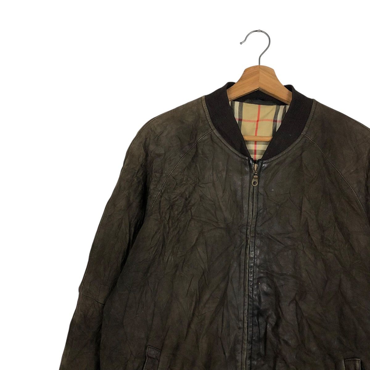 Burberry 🔥VINTAGE LEATHER JACKET BURBERRY LONDON NOVA CHECK BLANKET Size US M / EU 48-50 / 2 - 10 Thumbnail