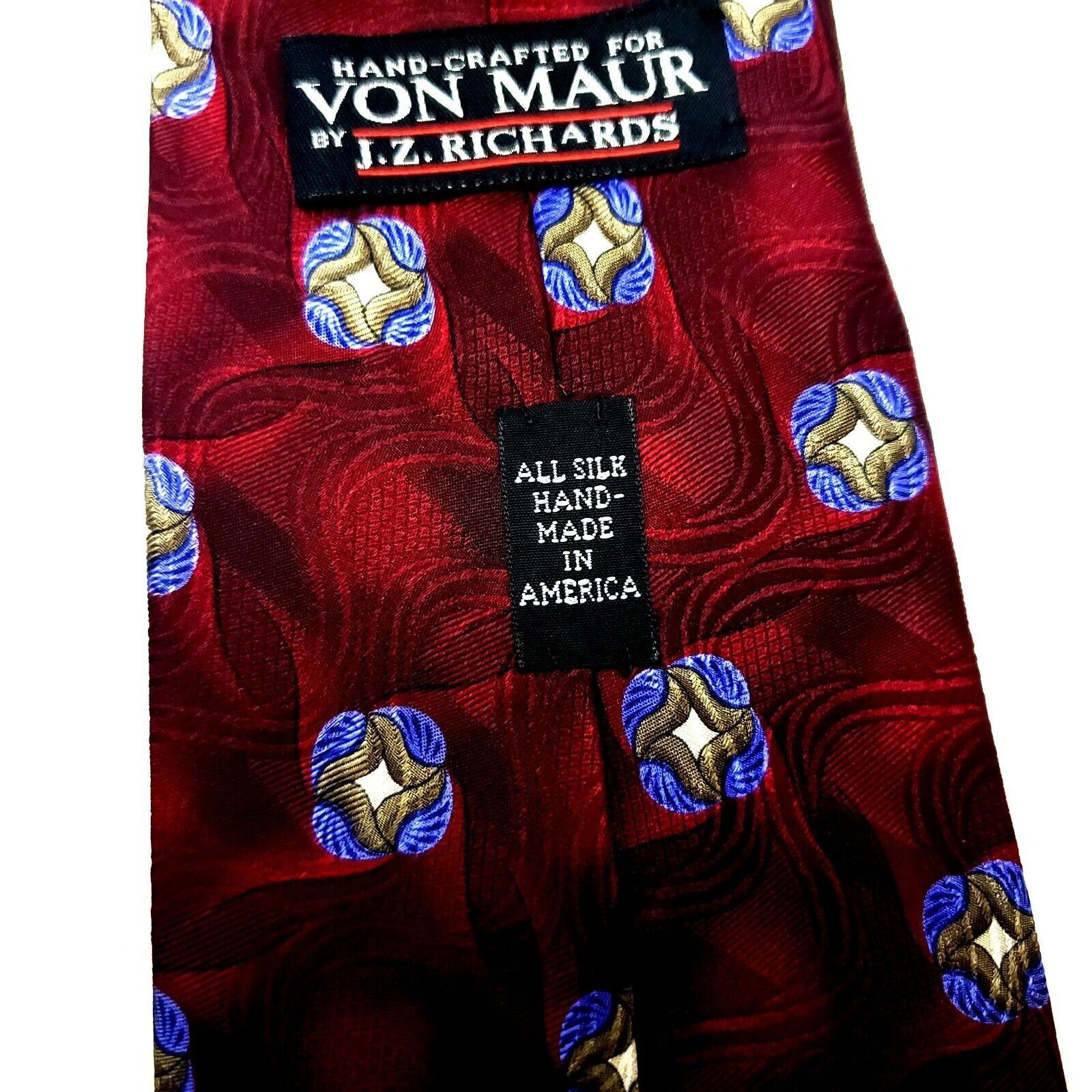 Designer Jz Richards Von Maur Silk Tie Print Red Floral Abstract Clas Size ONE SIZE - 5 Thumbnail