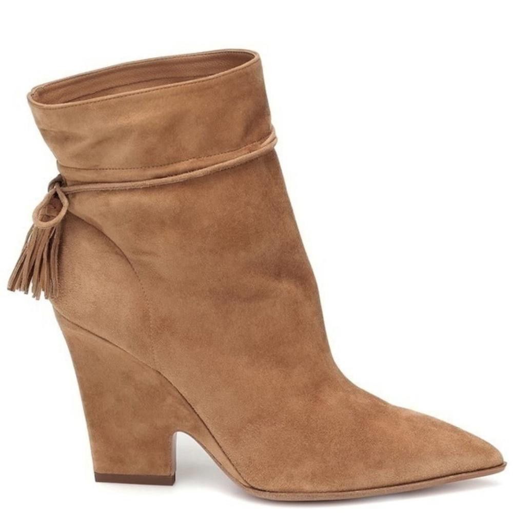 Designer AQUAZZURA Sartorial 95 suede ankle boots - used Size US 8.5 / IT 38.5 - 4 Thumbnail