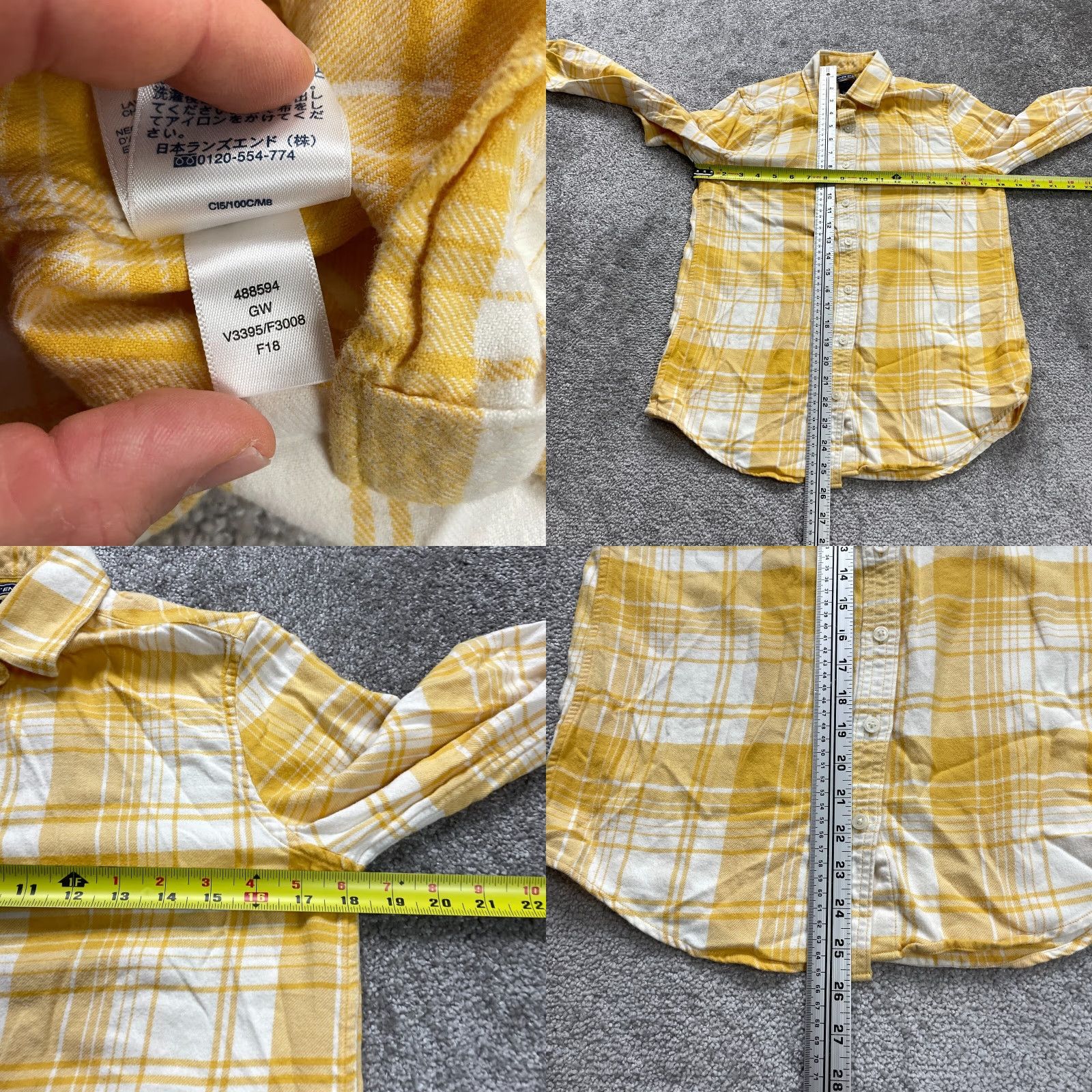 Lands' End VINTAGE Lands' End Women’s Button Down Shirt Casual Long Sleeve Plaid Cotton Fall Spring Summer Winter Size 2 Yellow White Size XS / US 0-2 / IT 36-38 - 8 Thumbnail
