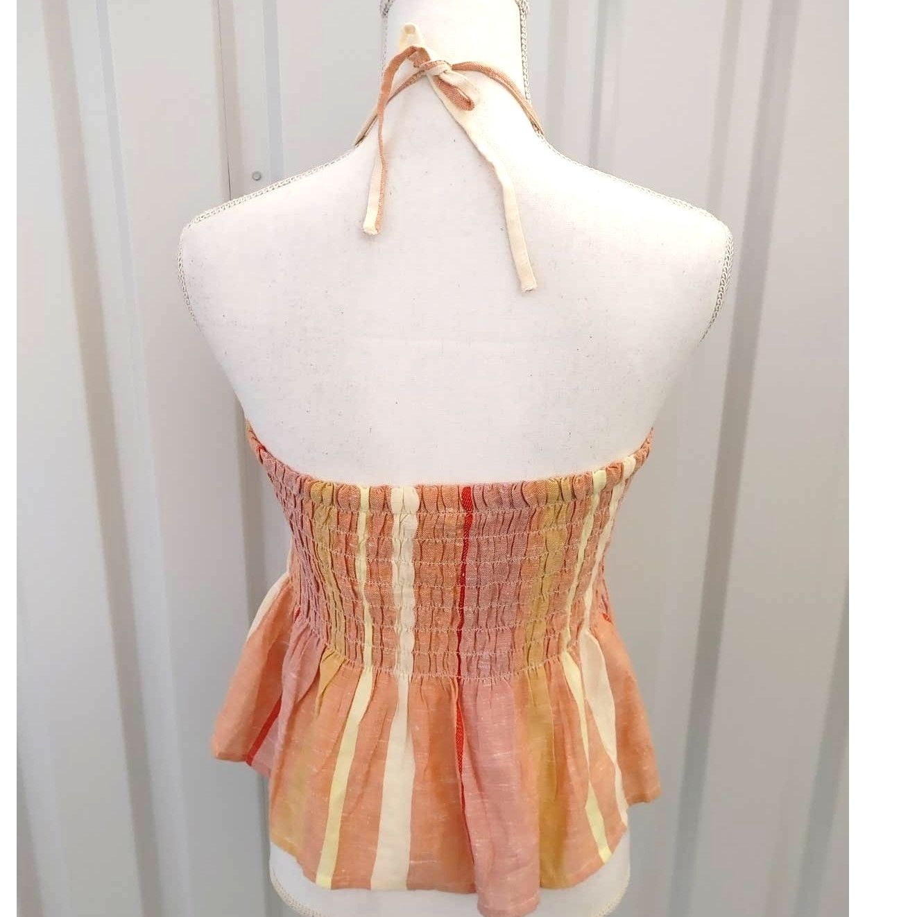 Other Miami Anna Halter Top Smocked Striped Boho Flutter Medium Size M / US 6-8 / IT 42-44 - 6 Thumbnail