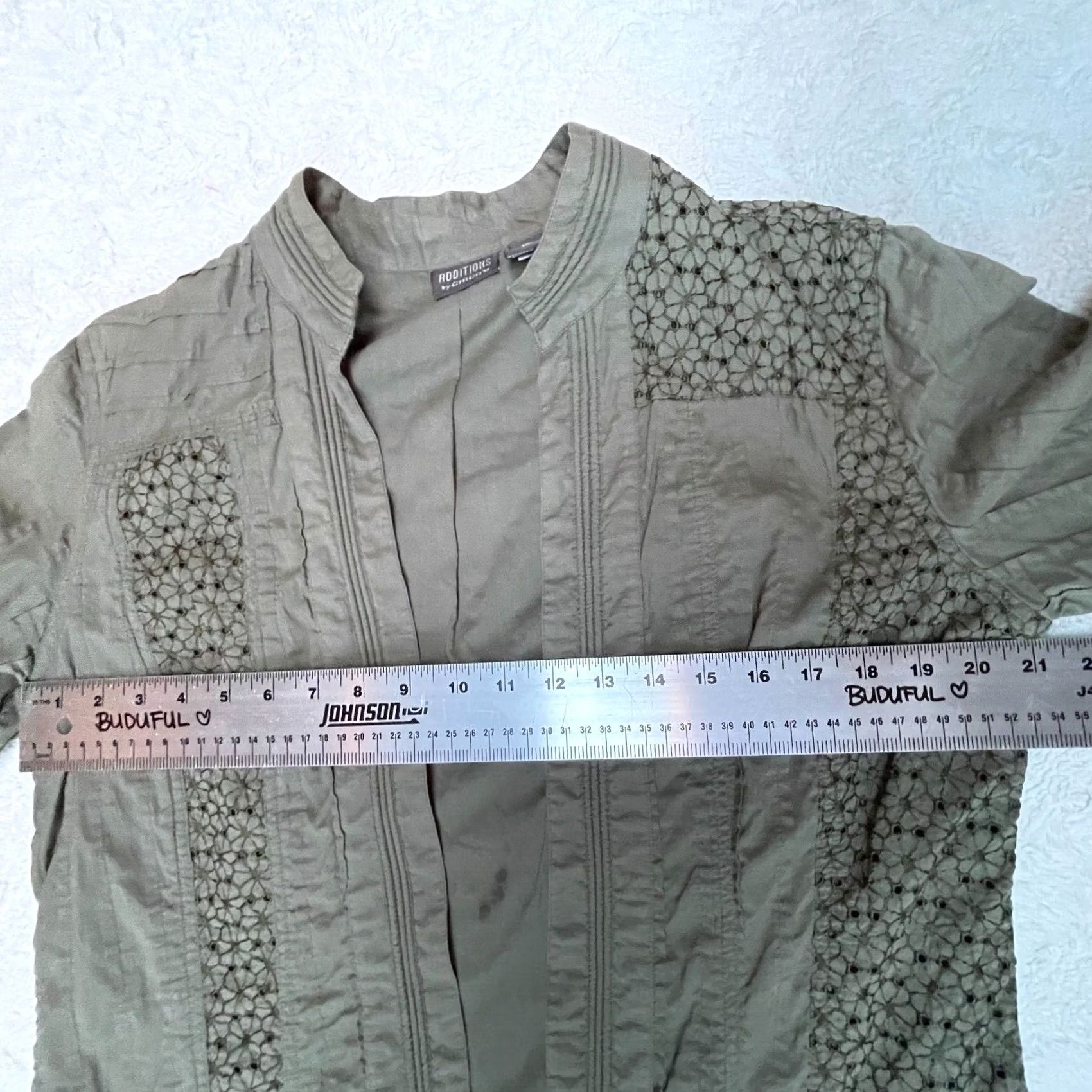 Vintage Chico’s Additions Jacket Cardigan Olive Green Cotton Open Front Size 2 Womens Size XS / US 0-2 / IT 36-38 - 6 Thumbnail