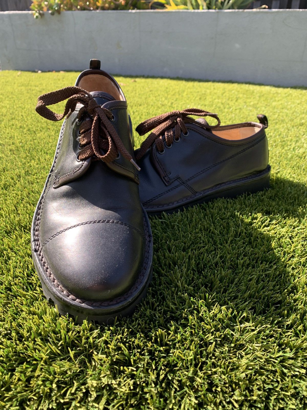Miu Miu Rare Vintage 90’s Miu Miu Men Black Leather Laced Derby Shoe Size US 11 / EU 44 - 2 Thumbnail