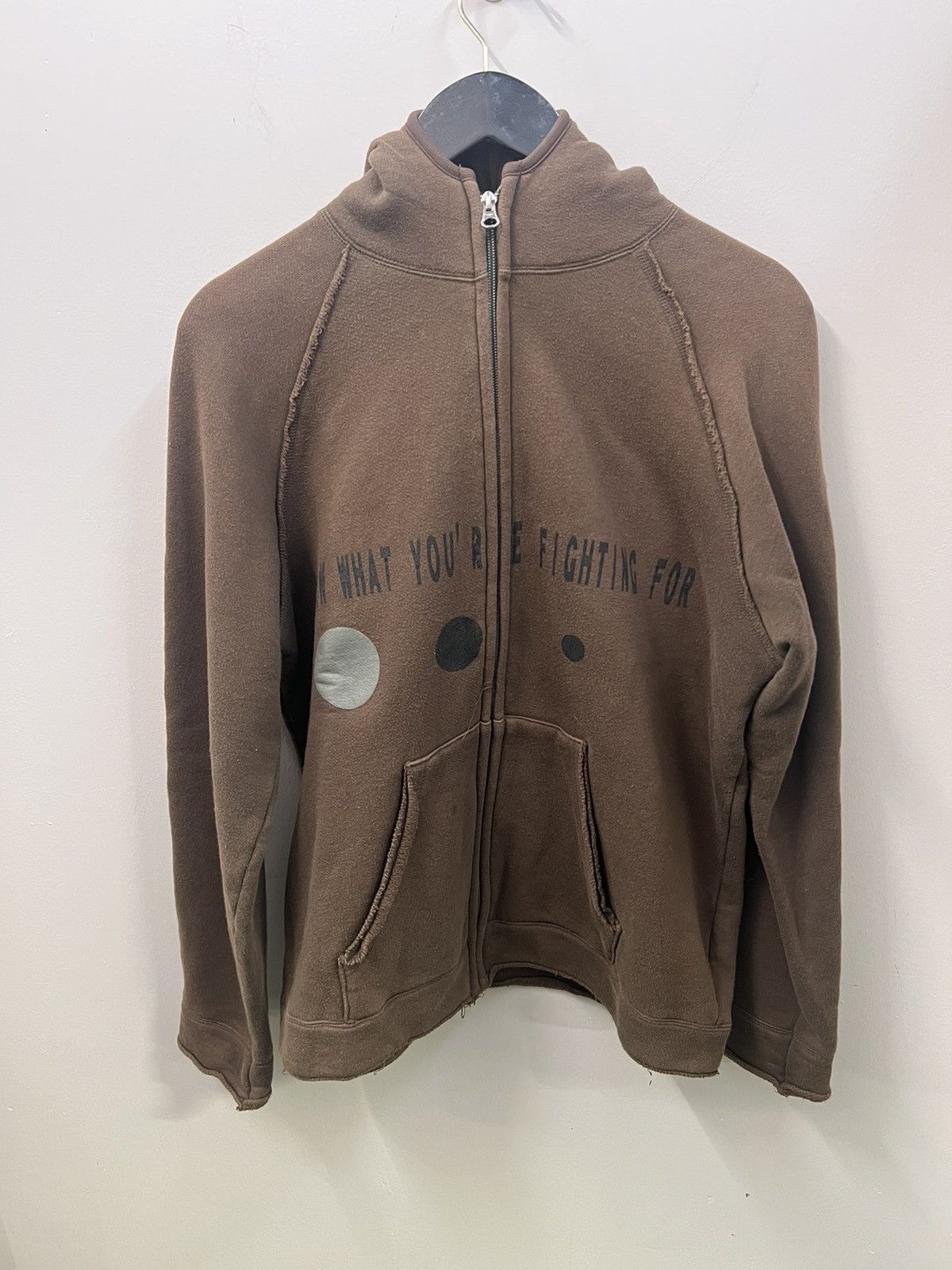 image of 01 Ppfm Gimp Mask Zip-Up Hoodie in Brown, Men's (Size Large)