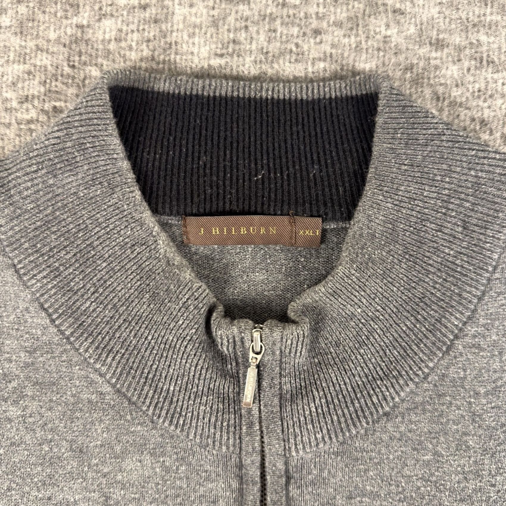 Vintage J Hilburn Sweater Mens XXL Gray Half Zip Cashmere Blend Mock Neck Pullover - Premium Quality & Size - Sale Size US XXL / EU 58 / 5 - 2 Thumbnail