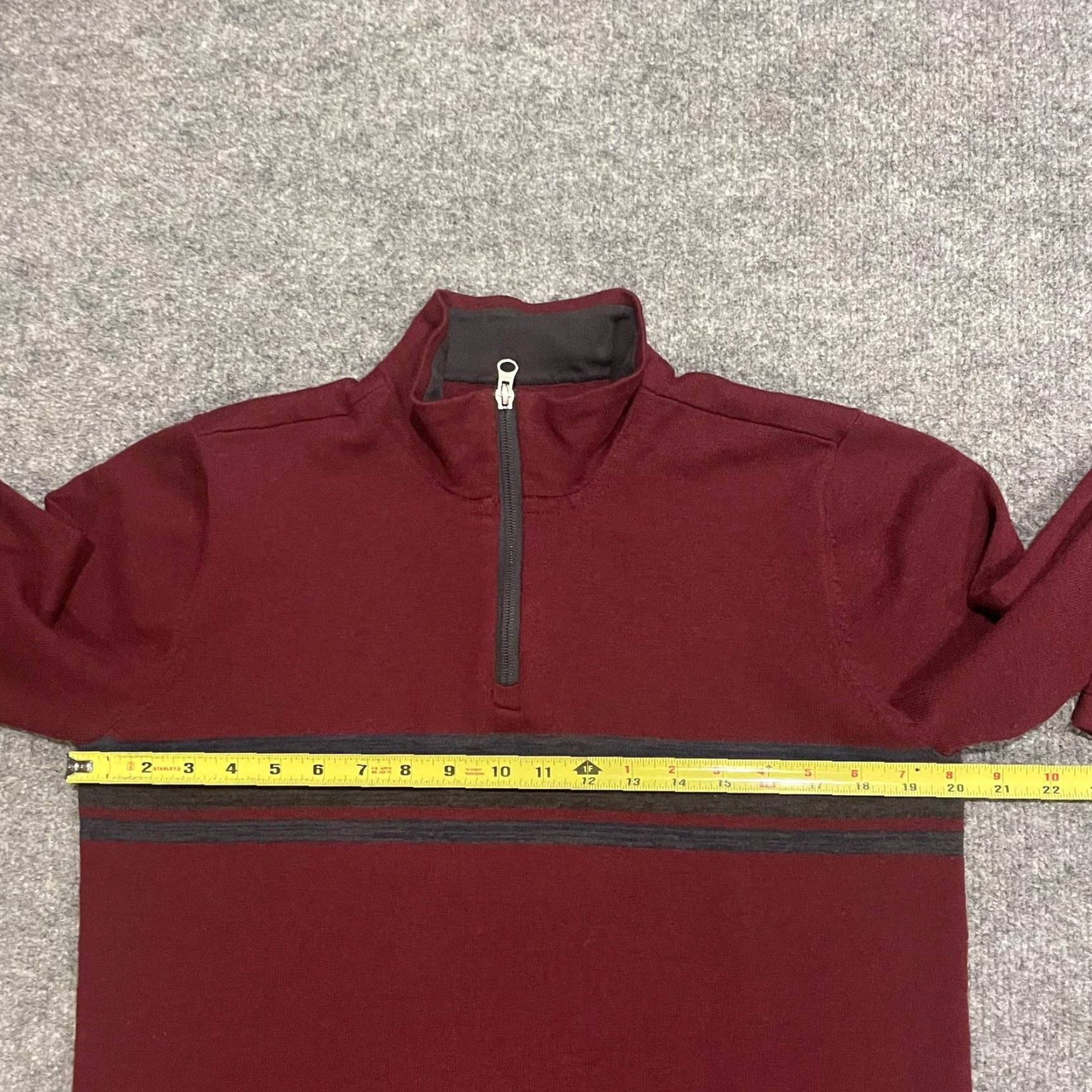 Prana prAna Mens Sweater Pullover 1/4 Zip Knit Mock Neck Red Striped Casual Outdoor Medium Size US M / EU 48-50 / 2 - 7 Thumbnail