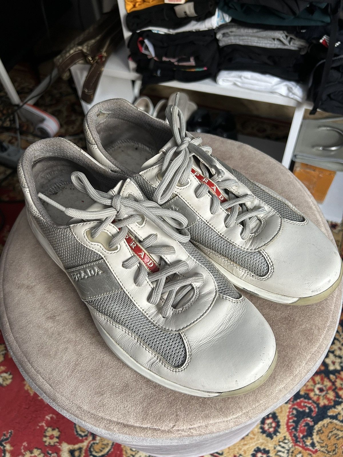 Prada × Vintage Prada Sport Leather And Mesh Low Top