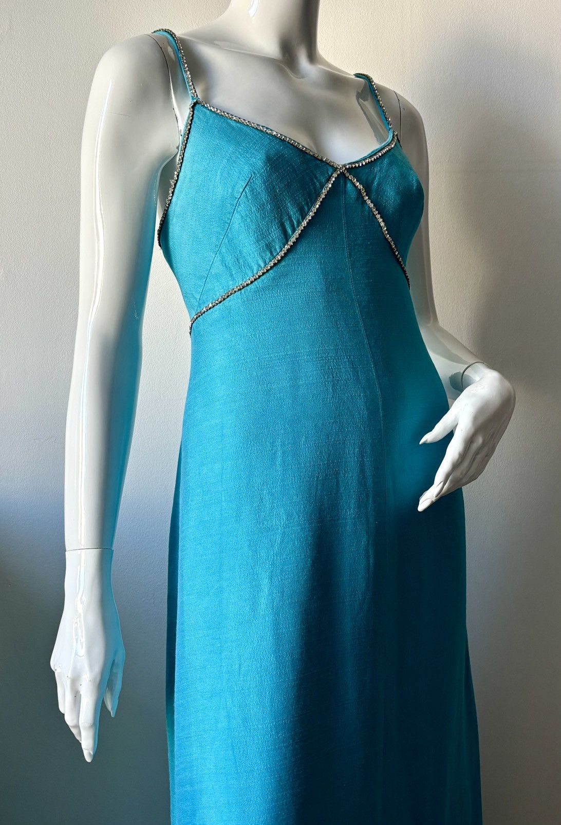 Other Asua blue Vintage Silk dress couture Size S / US 4 / IT 40 - 7 Thumbnail