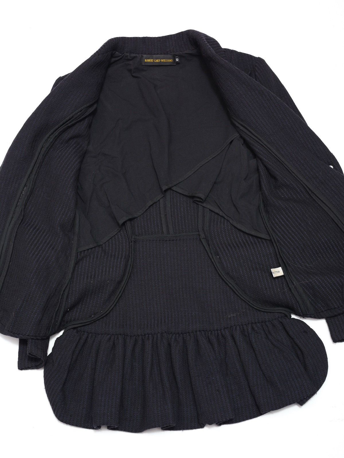 Other Robert Cary Williams Navy Wool Striped Long Blazer Jacket Size XS / US 0-2 / IT 36-38 - 11 Thumbnail