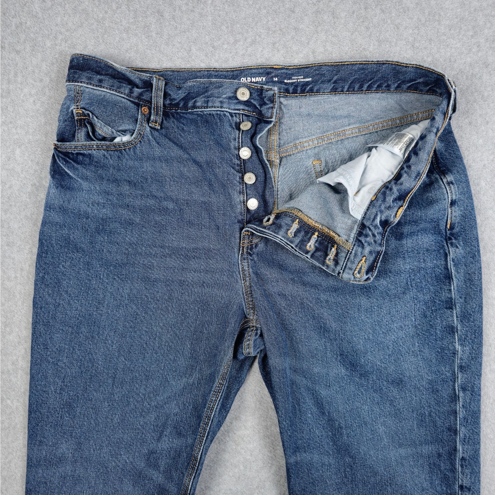 Old Navy Old Navy 14 High Rise Slouchy Straight Button Fly Jeans Size 36" / US 14 / IT 50 - 5 Thumbnail