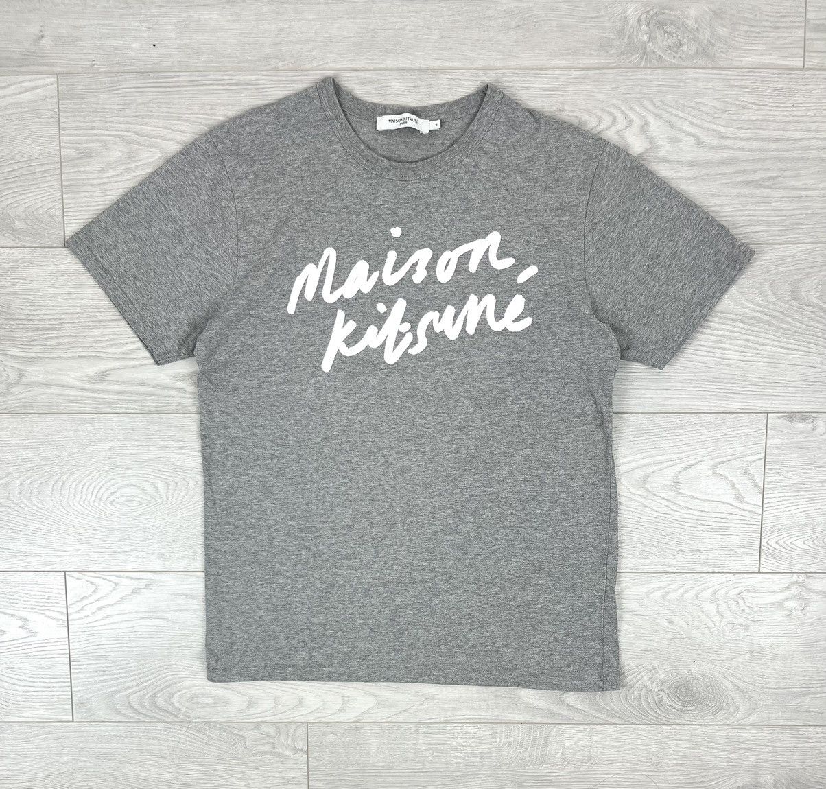 Maison Kitsune Maison Kitsune Grey Cotton Logo T Shirt Size US M / EU 48-50 / 2 - 1 Thumbnail