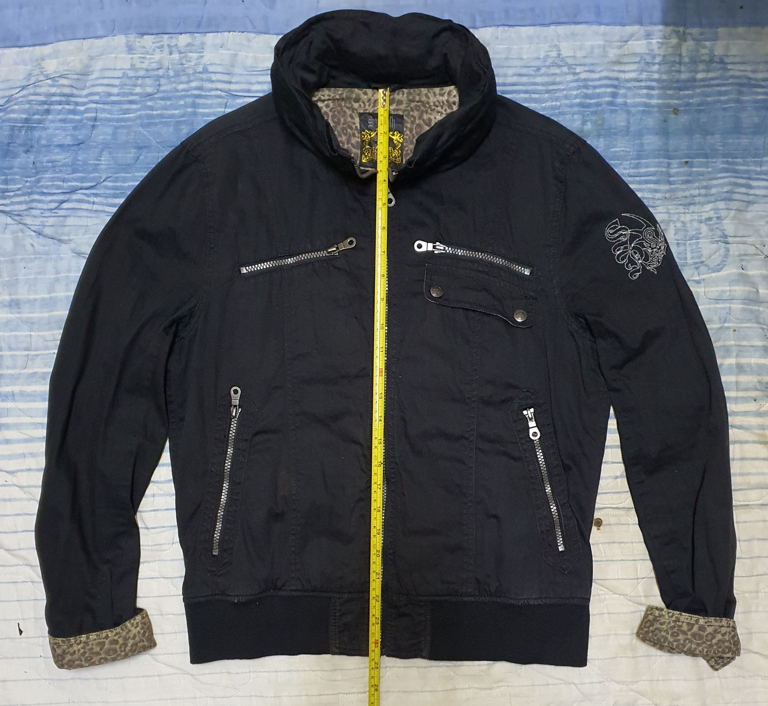 Japanese Brand Spinalh Embroidery Military Bomber Hooded Jacket (Black) Size US L / EU 52-54 / 3 - 13 Thumbnail