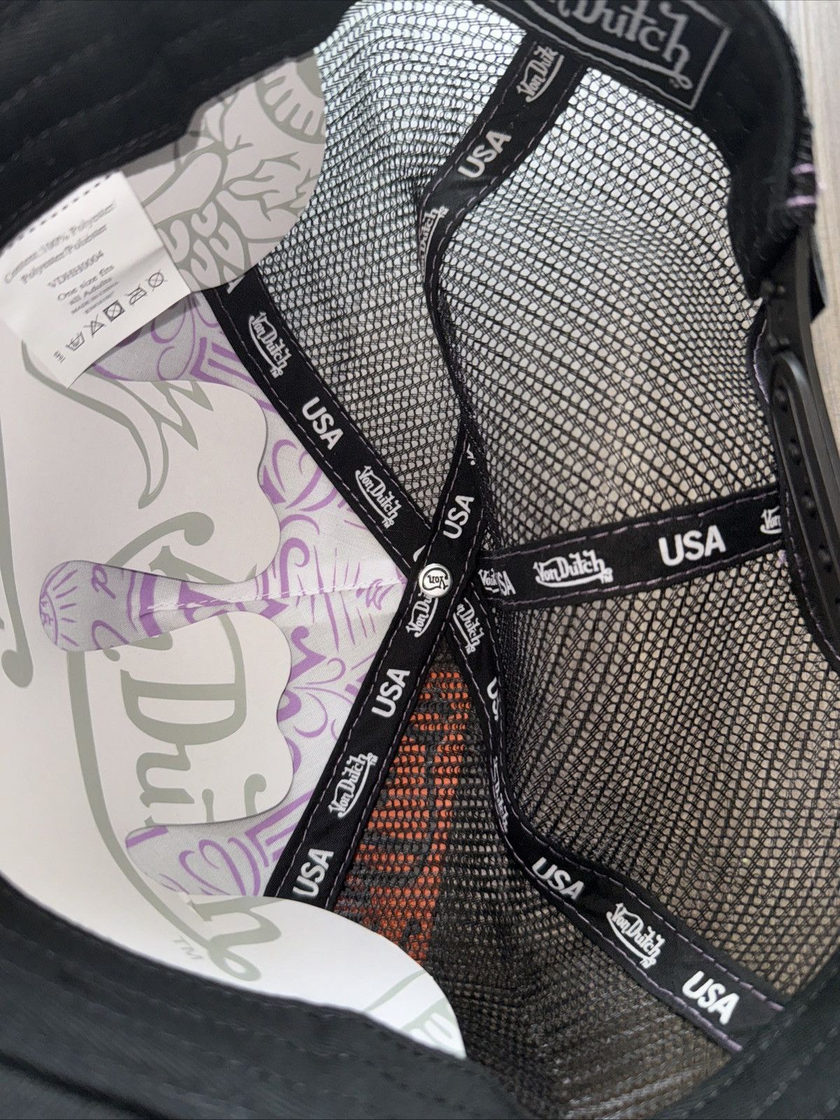 Von Dutch Von Dutch Trucker Hat Purple Fuzzy Front Black Mesh Snapback Size ONE SIZE - 4 Thumbnail
