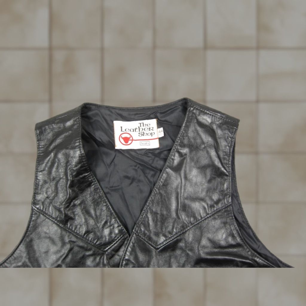 Sears VINTAGE Sears Leather Vest Mens 44 Large Black Western Motorcycle Biker 70s 80s Size US S / EU 44-46 / 1 - 1 Thumbnail