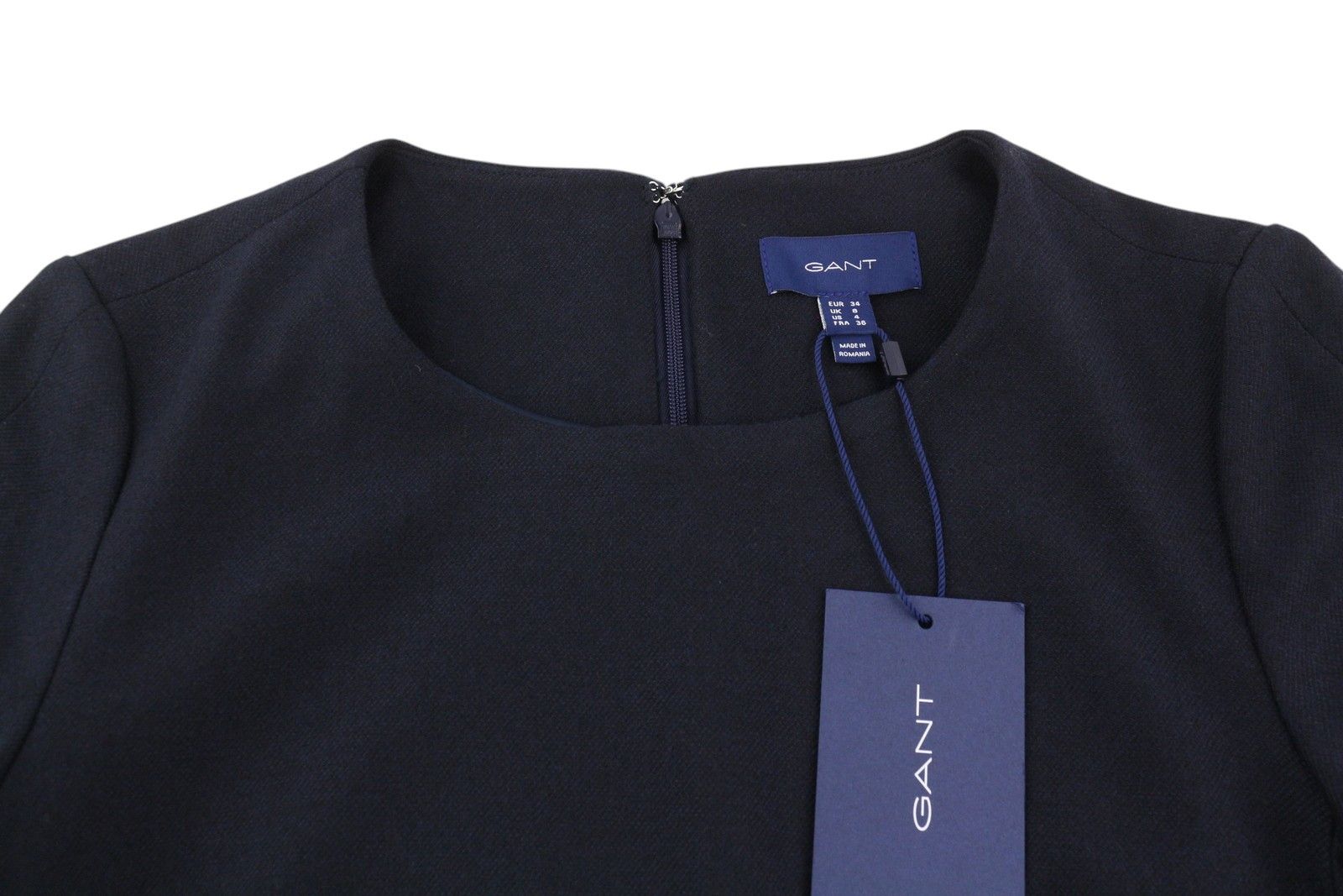 Gant WASHABLE STR WOOL EU34 Dark Blue 3/4 Sleeve Dress 85197 Size XS / US 0-2 / IT 36-38 - 4 Thumbnail