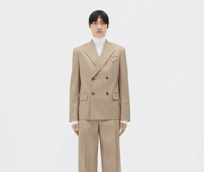 image of Bottega Veneta O1Bcso1Str0324 Technical Wool Blend Jacket In Brown, Men's (Size Small)