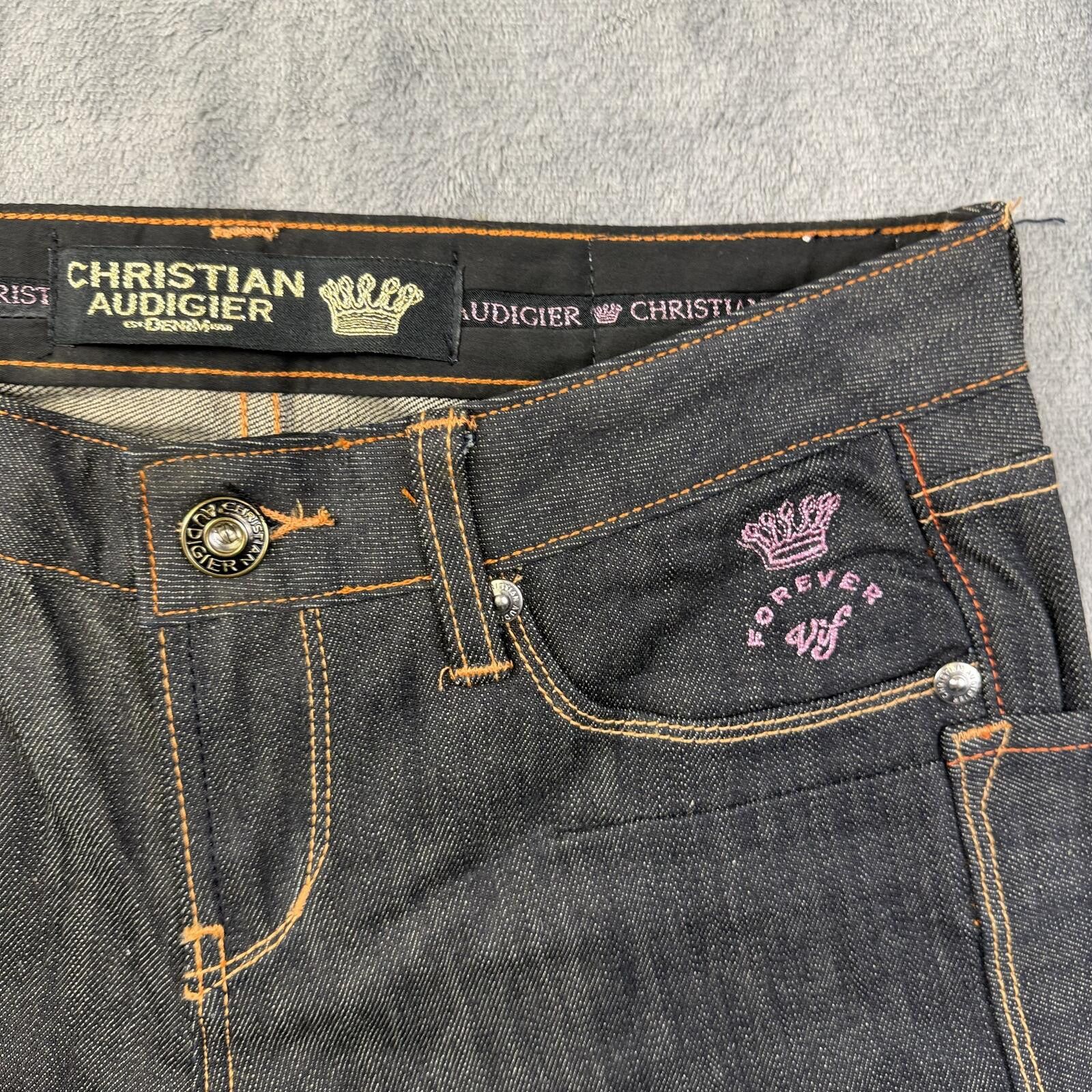Other Chiristian Audigier Men's Crown Raw Denim Jeans Size US 31 - 3 Thumbnail