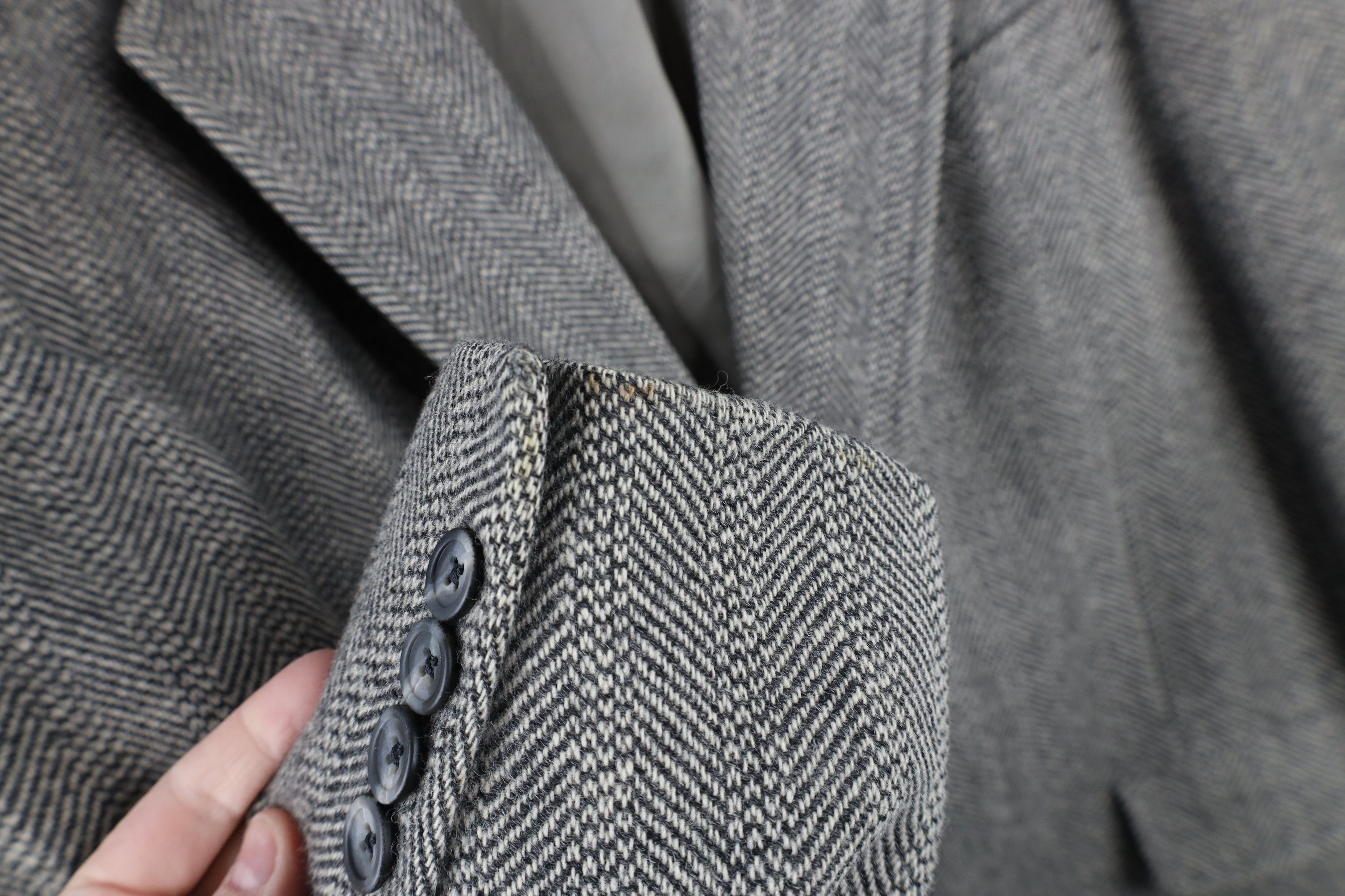 Vintage Vintage 90s Streetwear Wool Tweed Herringbone Blazer Jacket Size US L / EU 52-54 / 3 - 6 Thumbnail