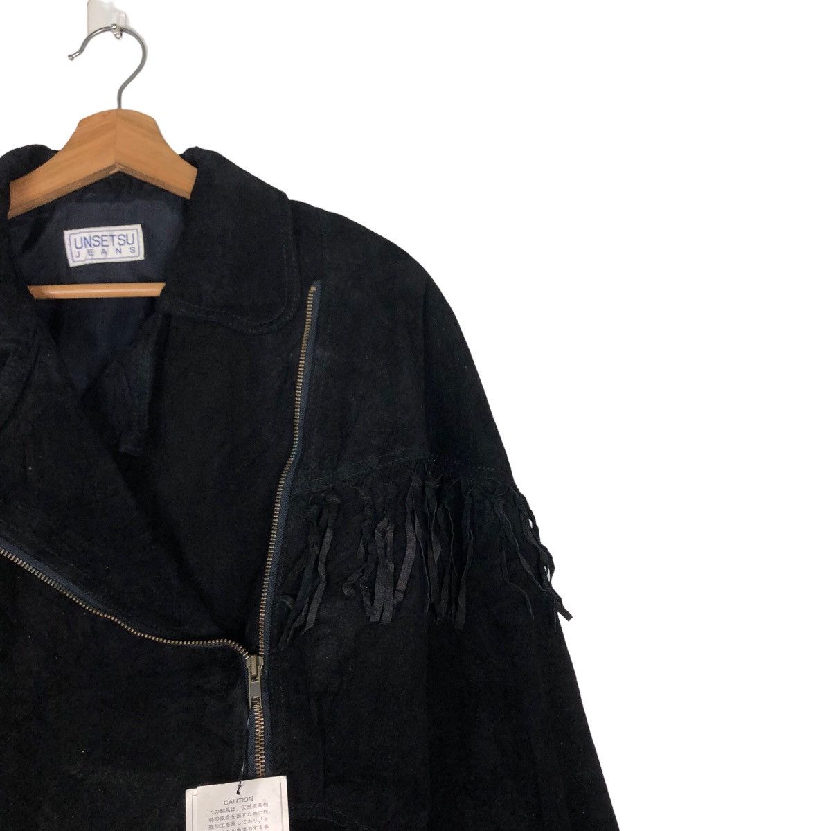 Genuine Leather 🔥Rich Black Biker Jacket Asymmetric Zipper Unsetsu Kapital Size US M / EU 48-50 / 2 - 6 Thumbnail