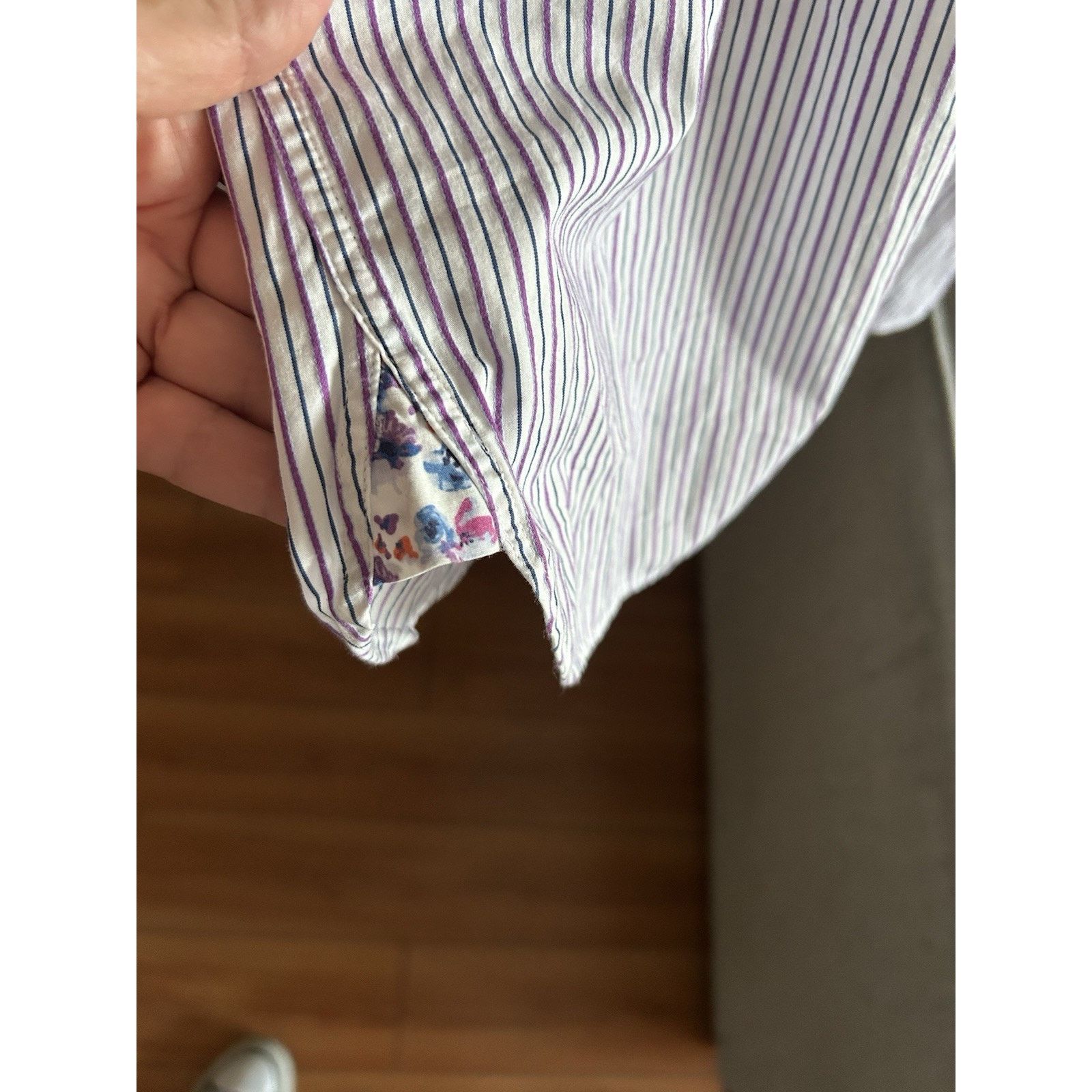 Ted Baker Ted Baker London Stripped Floral Extended-Cuff Shirt 16 1/2 Size US M / EU 48-50 / 2 - 9 Thumbnail