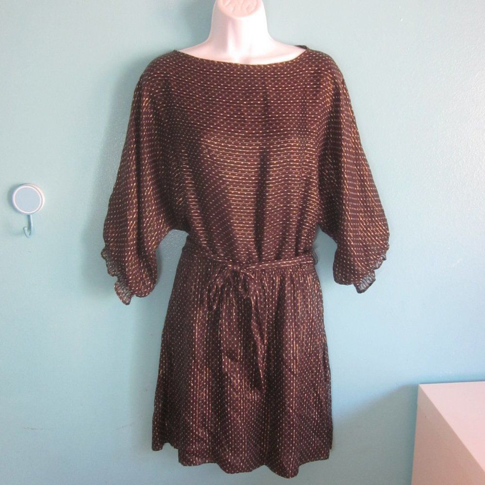 Alice San Diego Alice Ritter 2 Size 10 / Large Designer Silk Gold Metallic Brown Mini Dress Size L / US 10 / IT 46 - 8 Thumbnail