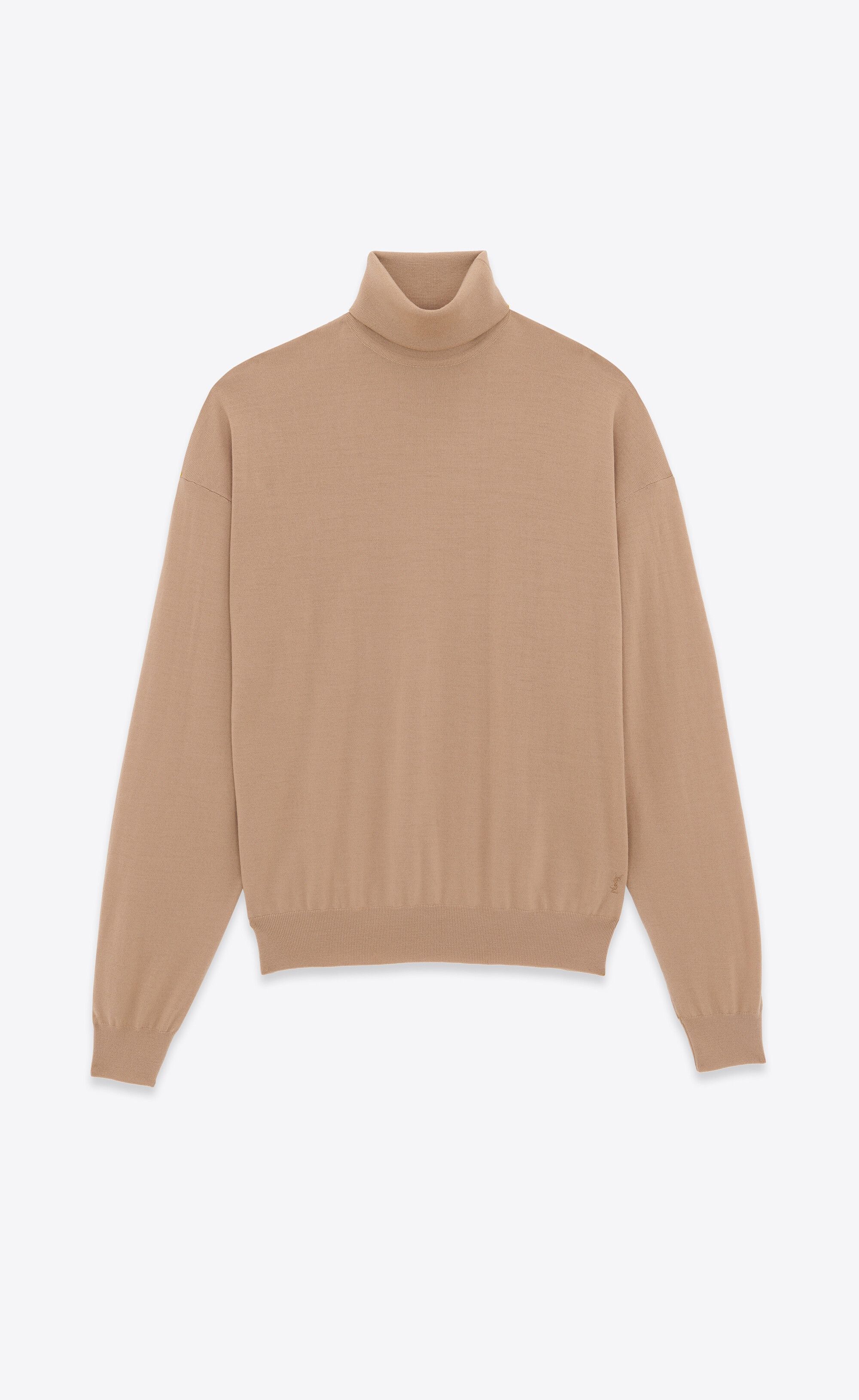 Saint Laurent Paris o1y0126 Turtleneck Sweater in Beige Size S / US 4 / IT 40 - 1 Thumbnail