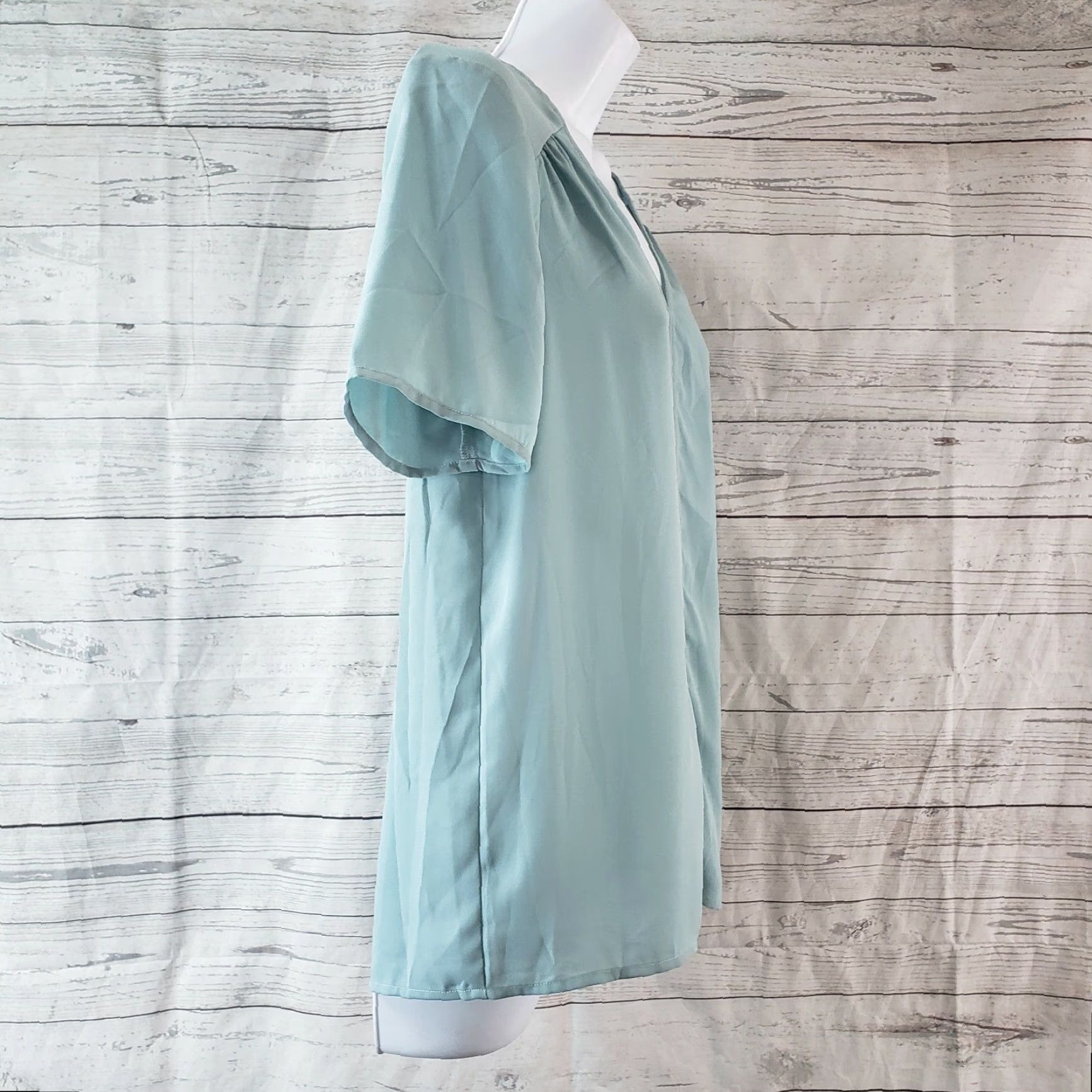 Doublet Pleione Womens Top Sz S Solid Blue Short Sleeve V-Neck Shirt Blouse Womens Size S / US 4 / IT 40 - 3 Thumbnail