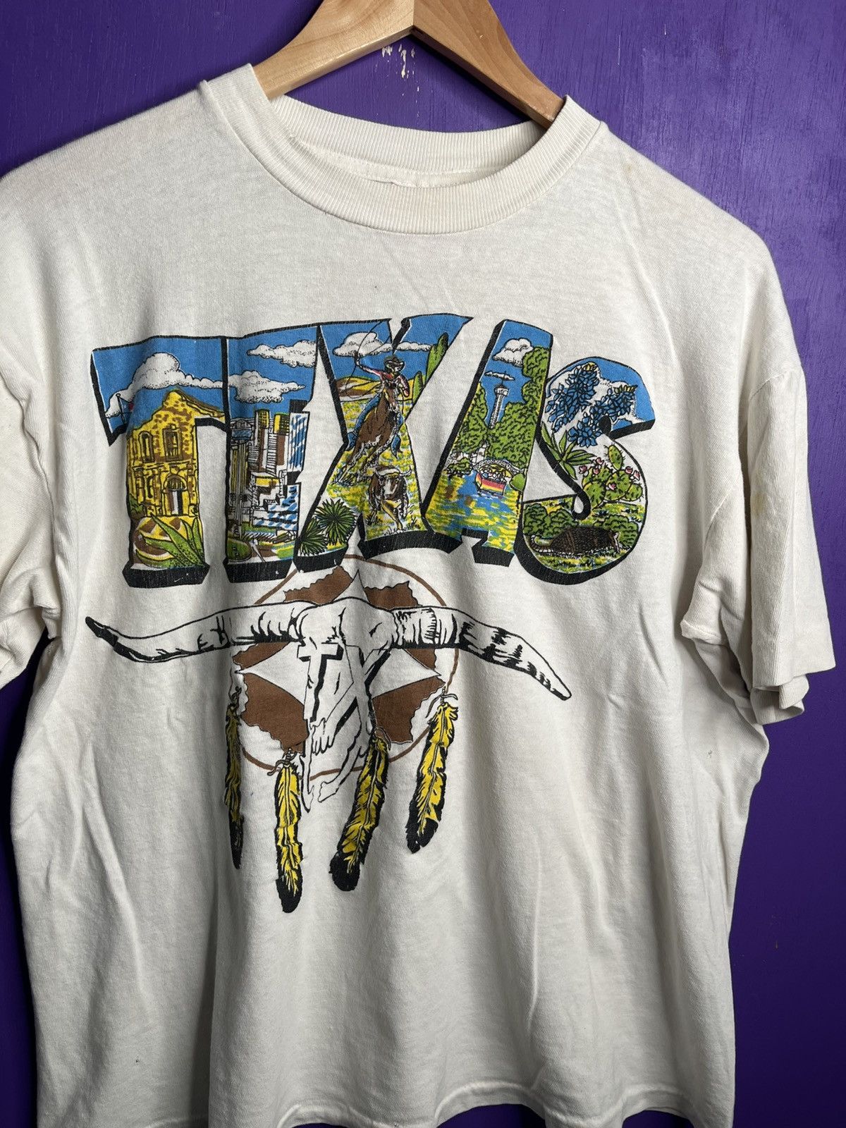 Vintage Vintage 90s Texas Cow skull boxy art tee Size US M / EU 48-50 / 2 - 3 Thumbnail