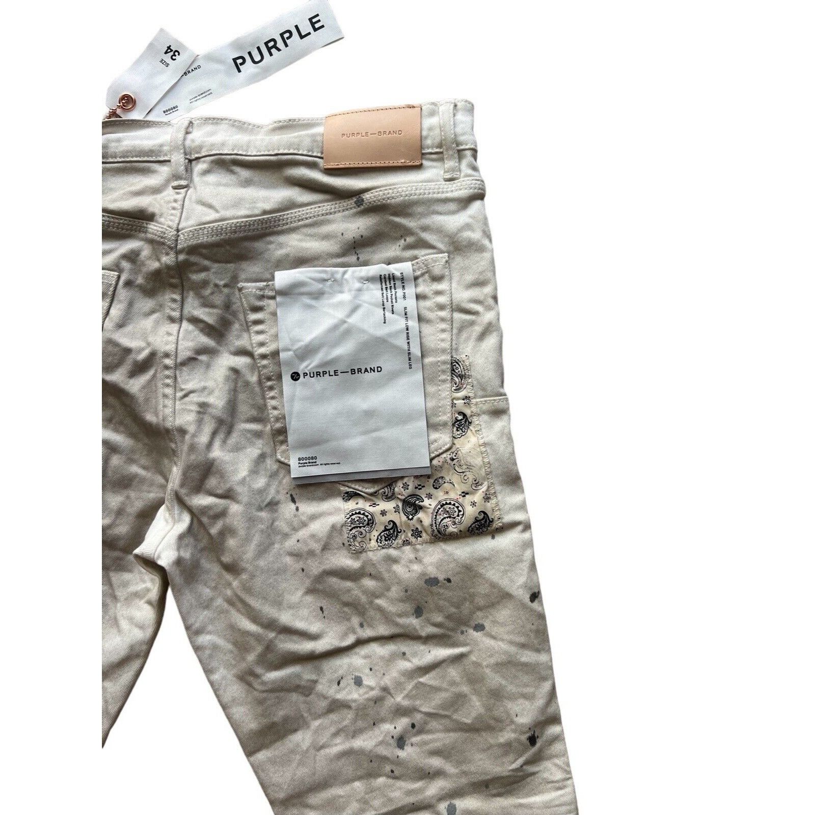 Purple Brand Purple Brand Jeans Mens Slim Fit P001 Cream Size 34/32 Size US 34 / EU 50 - 6 Thumbnail