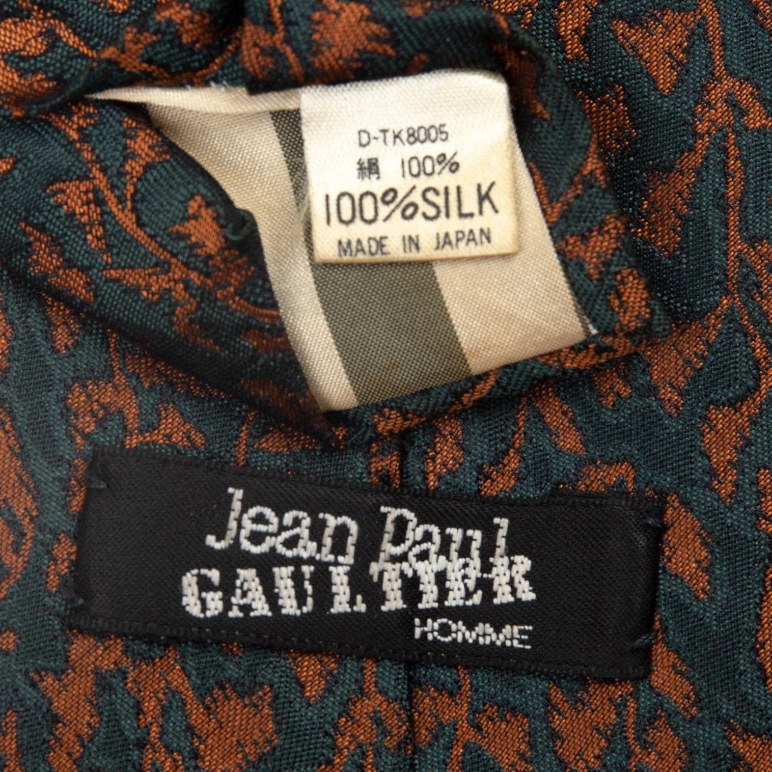 Jean Paul Gaultier Silk Jacquard Tie in Dark Blue and Light Brown Size ONE SIZE - 7 Thumbnail