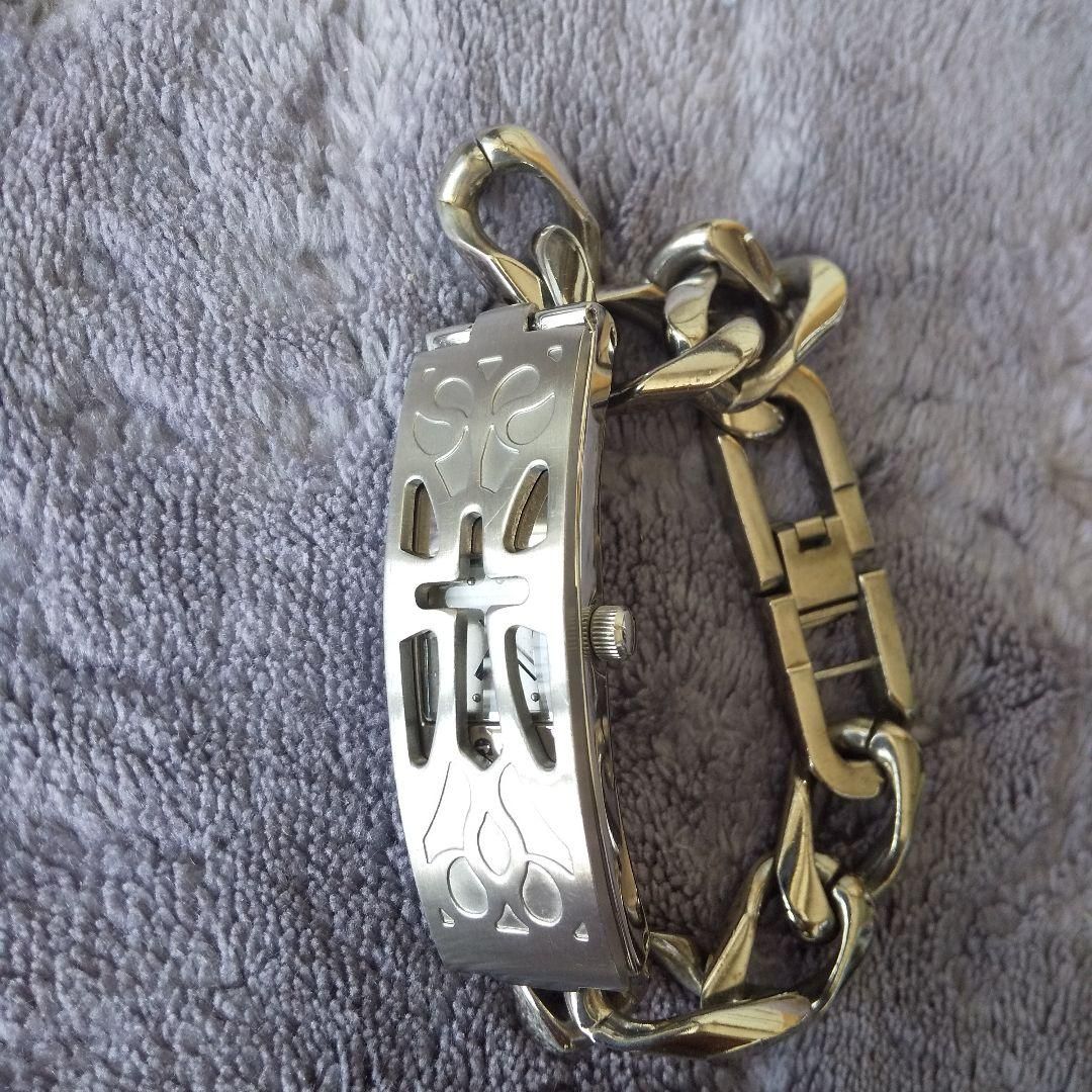 Pre-owned Jean Paul Gaultier Trompe-l'œil Watch Bracelet In Silver