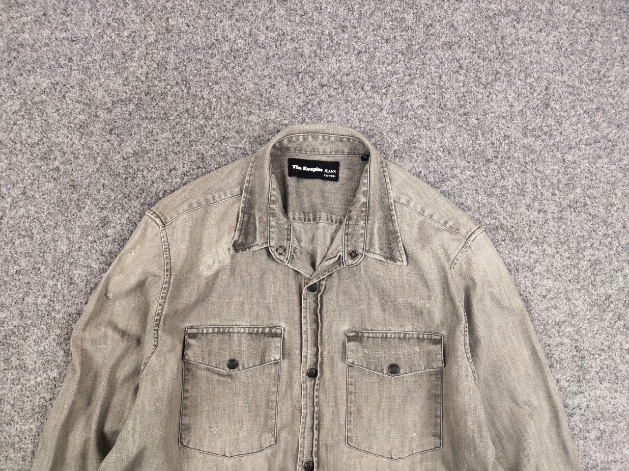 The Kooples The Kooples Jeans Fitted Distressed Button Denim Shirt Size US M / EU 48-50 / 2 - 9 Thumbnail
