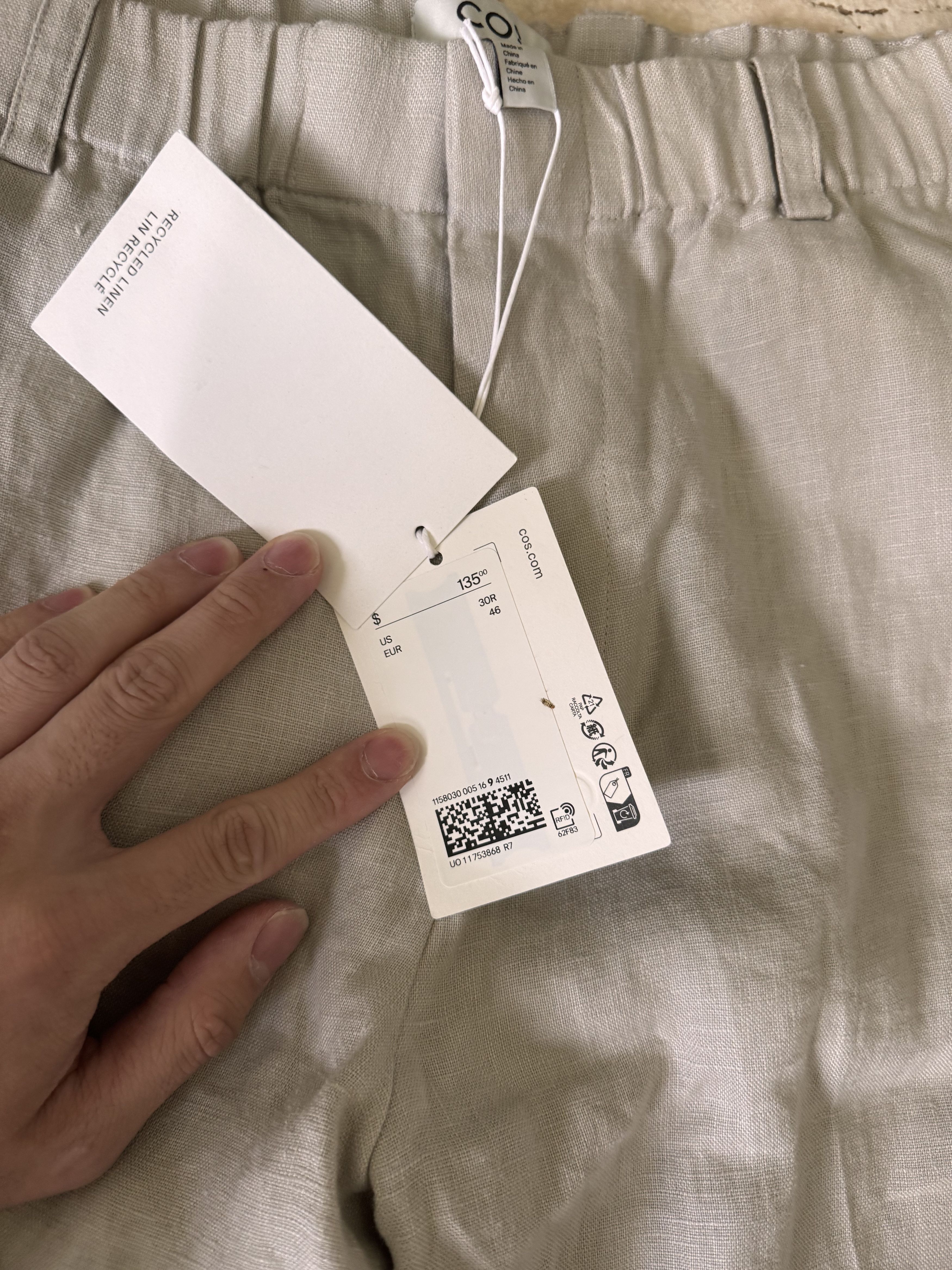 Cos COS STRAIGHT-LEG ELASTICATED LINEN PANTS Size US 30 / EU 46 - 3 Thumbnail