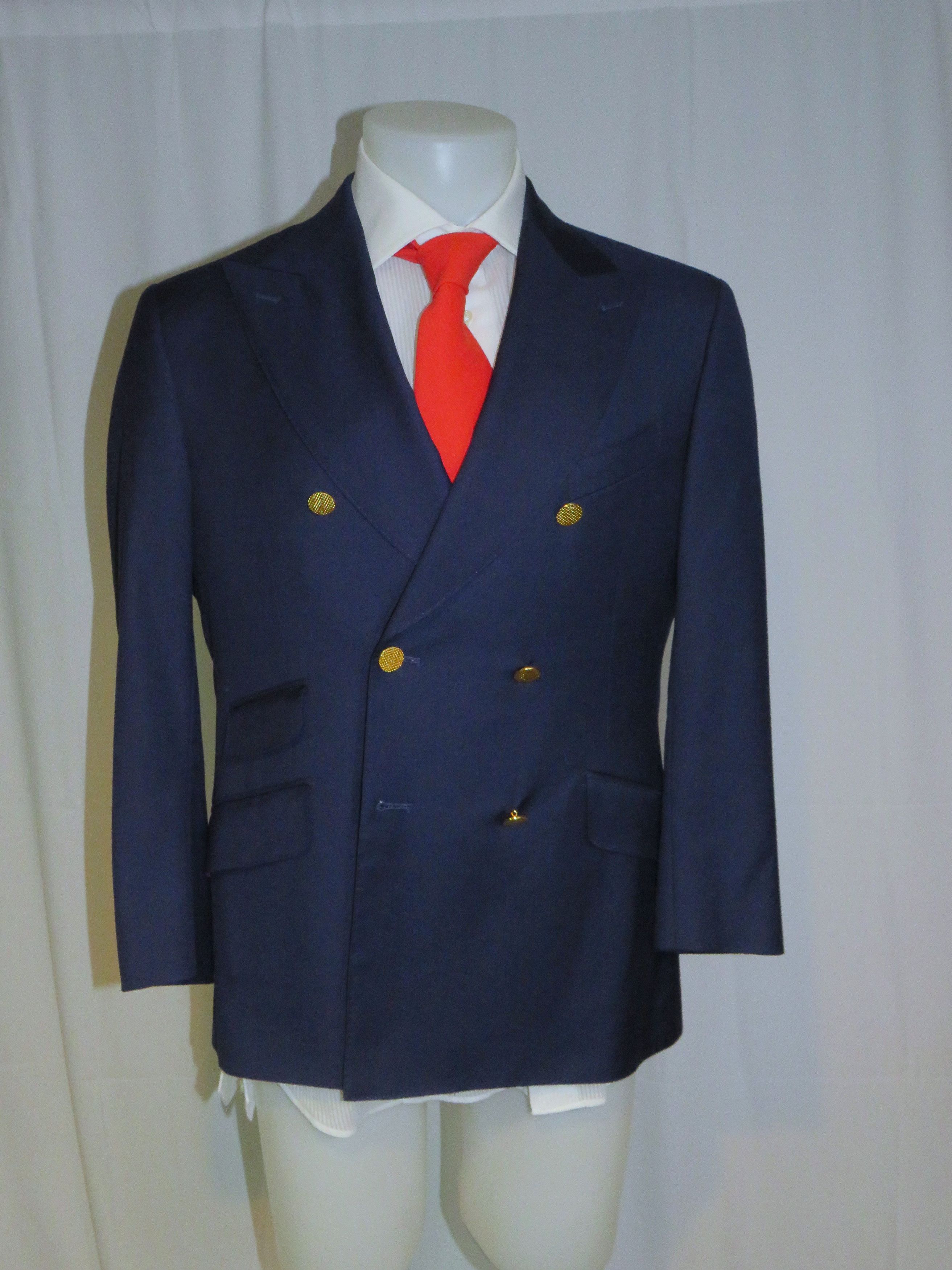 Other Alex Hitz Blue Gold Button Custom Double Breasted Blazer 40S Size 40S - 6 Thumbnail